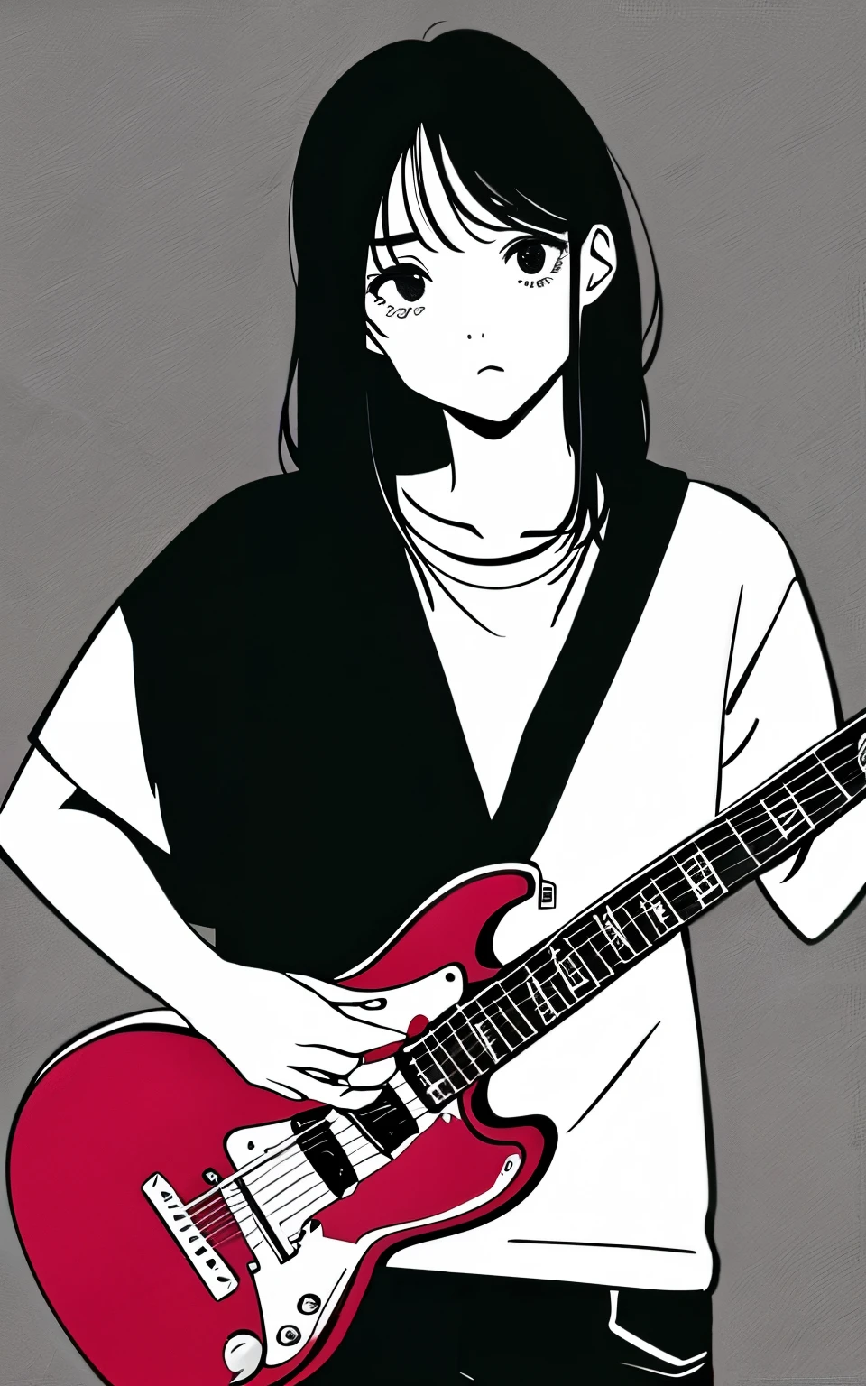 image of a cell phone where a hand holds the cell phone and on the screen a teenager plays the guitar. a tela do celular e]sta quebrada. imagem hiper realista e cinematografica