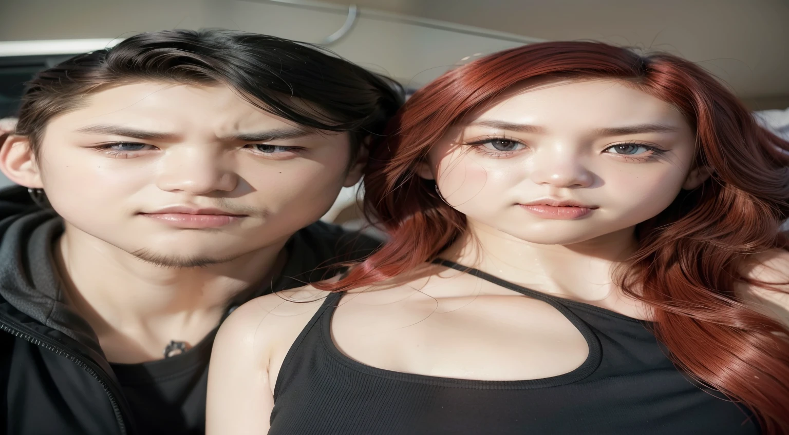un primer plano de una persona pelirroja y un hombre, Jordan Grimmer y Natasha Tan, inspired by Robbie Trevino, natasha tan maciej kuciara, Tyler Edlin y Natasha Tan, jin shan y ross tran, marca ariana, rick dai, por Natasha Tan, sakimichan y frank franzzeta