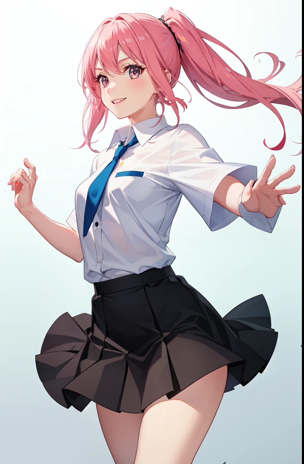 (masterpiece,highest quality,超A high resolution),japanese woman, (((Very beautiful 25 year old girl))), pretty girl、look at the photographer､  ((beautiful low ponytail)), super cute face, glossy lips, double eyelids in both eyes,natural smile、 natural makeup, long eyelashes, Shiny and smooth hair､center image,  perfect limbs, perfect ???????,(((Tight Skirt)))、(((turn around and look back)),wet with sweat,