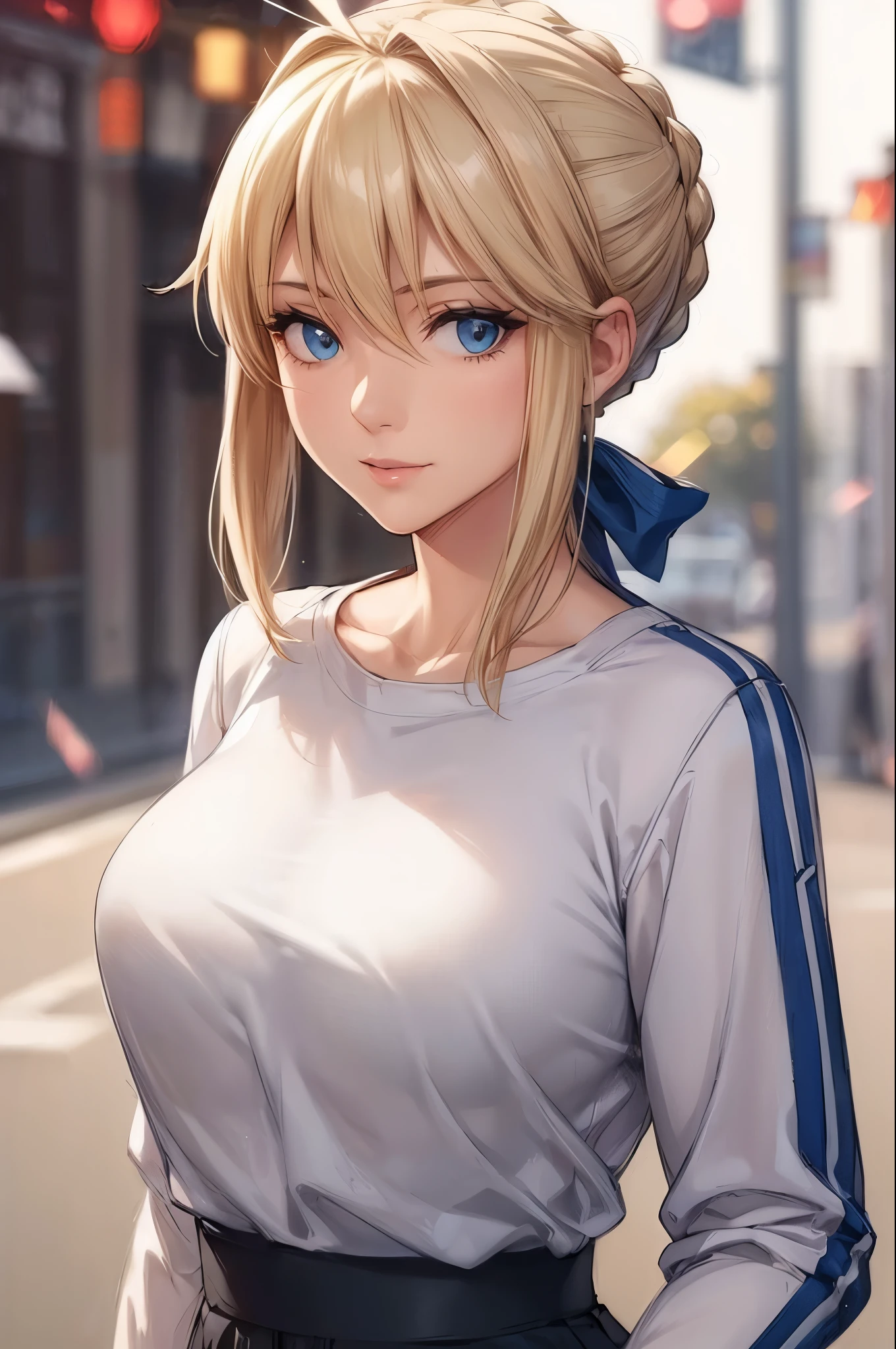 (best quality, highres, photorealistic), portrait, elegant mature woman, blue eyes, long hair, swept-side bang, blonde hair, see through tank top, big breast, ultra detailed cg 8k, beautiful cg, soft light