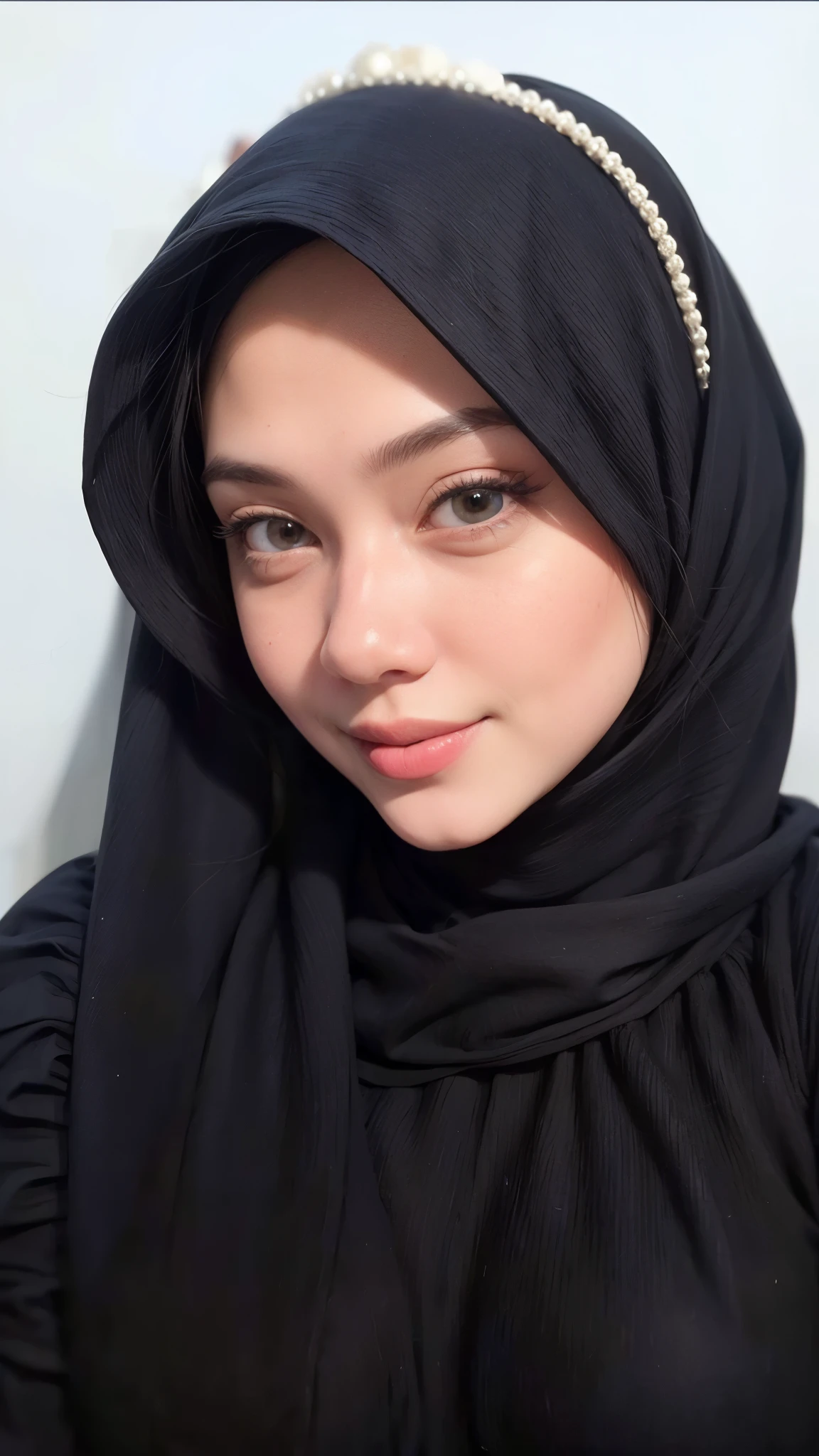 masterpiece, (ultra-high-definition portrait, vignet:1.4), Realistic, extremely detailed, CG unified, 8k, Clean lines, highly detailed, High-definition, raw color photos, she is smiling, Realistic portrait, Cinematic Light, Beautiful detailed, (1hijabgirl, indonesian:1.5), (165cm tall, big breasts with bombastic side eyes:1.5), Beautiful big breasts, breasts details, very tight, (Biggorgeous breast, Horny smile with Horny look:1.5), (Horny face, Big Breast:1.4), Close up of a girl in Beautiful clothes with errected nipple, biggorgeous breast, Soft smile, scarf, (Bombastic Side Eyes with curvaceous body:2), pose 4 of 1 6, Undress, No bra, (nipples that are clearly sticking out detail:1.2), Outdoors, high intricate detailed.