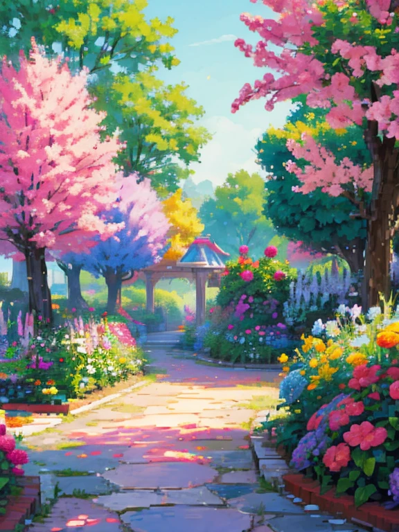 Pixel art: colorful garden 