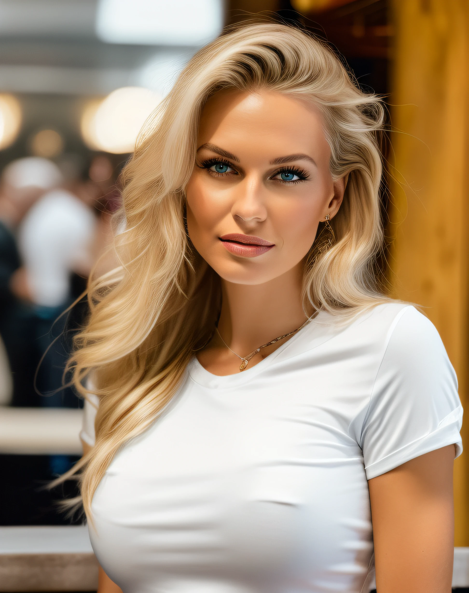 mulher loira com cabelos longos, posando com uma camisa branca, uma loira linda, Aleksandra Waliszewska, linda garota loira, linda modelo, linda mulher loira, uma garota com cabelo loiro, mulher sueca loira, retrato de Nicole Aniston, Mulher jovem e bonita loira, Madalena more often, foto de uma linda mulher, linda modelo feminina, Retrato de Sophie Mudd, standing at the disco, disco bar, bar, alcohol,