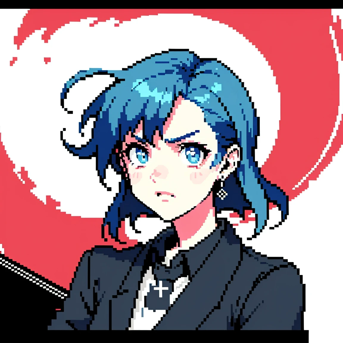 (best quality,masterpiece of art:1.2),Create a pixel art portrait of a pretty girl with a punk rock vibe, featuring detailed and sharp elements in HD HDR quality, ensuring the best resolution possible. Utilize a 2D colored Graphic Novel illustration style, incorporating cross-hatching techniques reminiscent of Phil Noto and Todd McFarlane’s work. The composition should exude edginess and personality, capturing the essence of punk rock culture while maintaining a high level of artistic quality. Ensure that the pixel art style adds depth and texture to the portrait, making it visually captivating and dynamic. Artists: Phil Noto, Todd McFarlane.