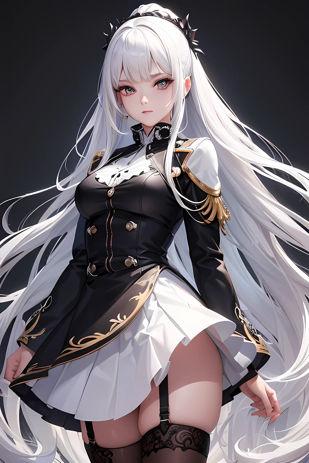Best quality, tmasterpiece, White hair, green-eyed, sistineFibeldef, Sistine Fibel Lund, head looking up, The upper part of the body,White-pink clothes