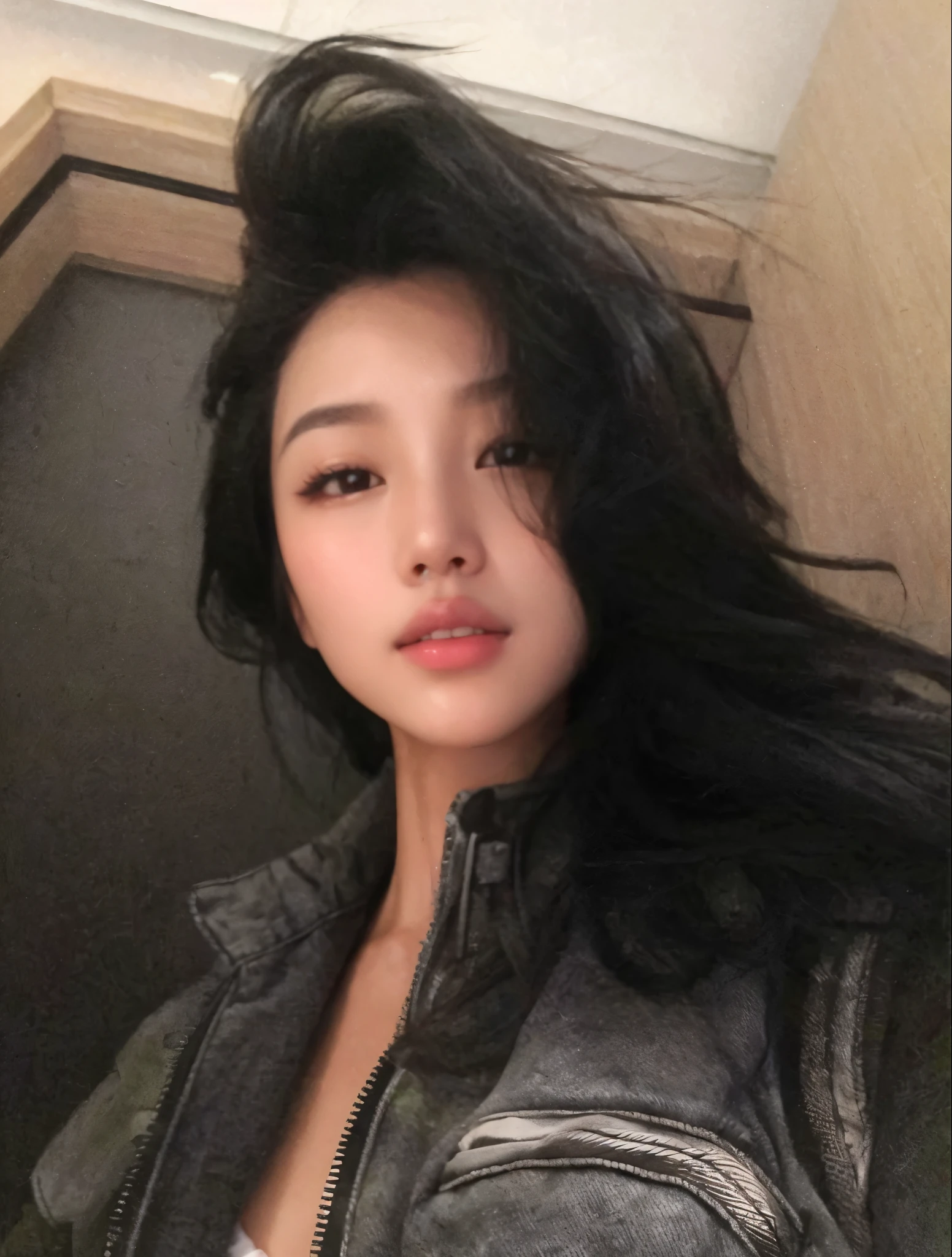 mulher arrasada com longos cabelos pretos vestindo uma jaqueta de couro, linda mulher coreana jovem, Mulher sul-coreana bonita, mulher coreana jovem bonita,  coreana, Heonhwa Choe, Jinyoung Canela, bae suzy, Jennie blackpink, gongbi, Mulher coreana, adorable and pale korean face, atriz da Coreia, Lulu Chen, Lee Ji-eun, Lee Ji-eun