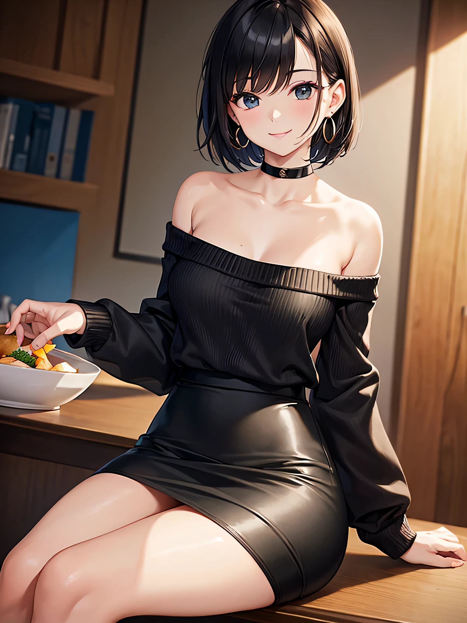best quality, ultra-detailed, illustration, 
cabaret, scenery, bar (place), indoors, chair, table, light,


(((Golden lighting))), character:Tchibana kyoka,

1girl, solo, , jewelry, necklace, smile, black hair, looking at viewer, black dress, sleeveless dress, bracelet, sitting, drinking glass, alcohol, 
 