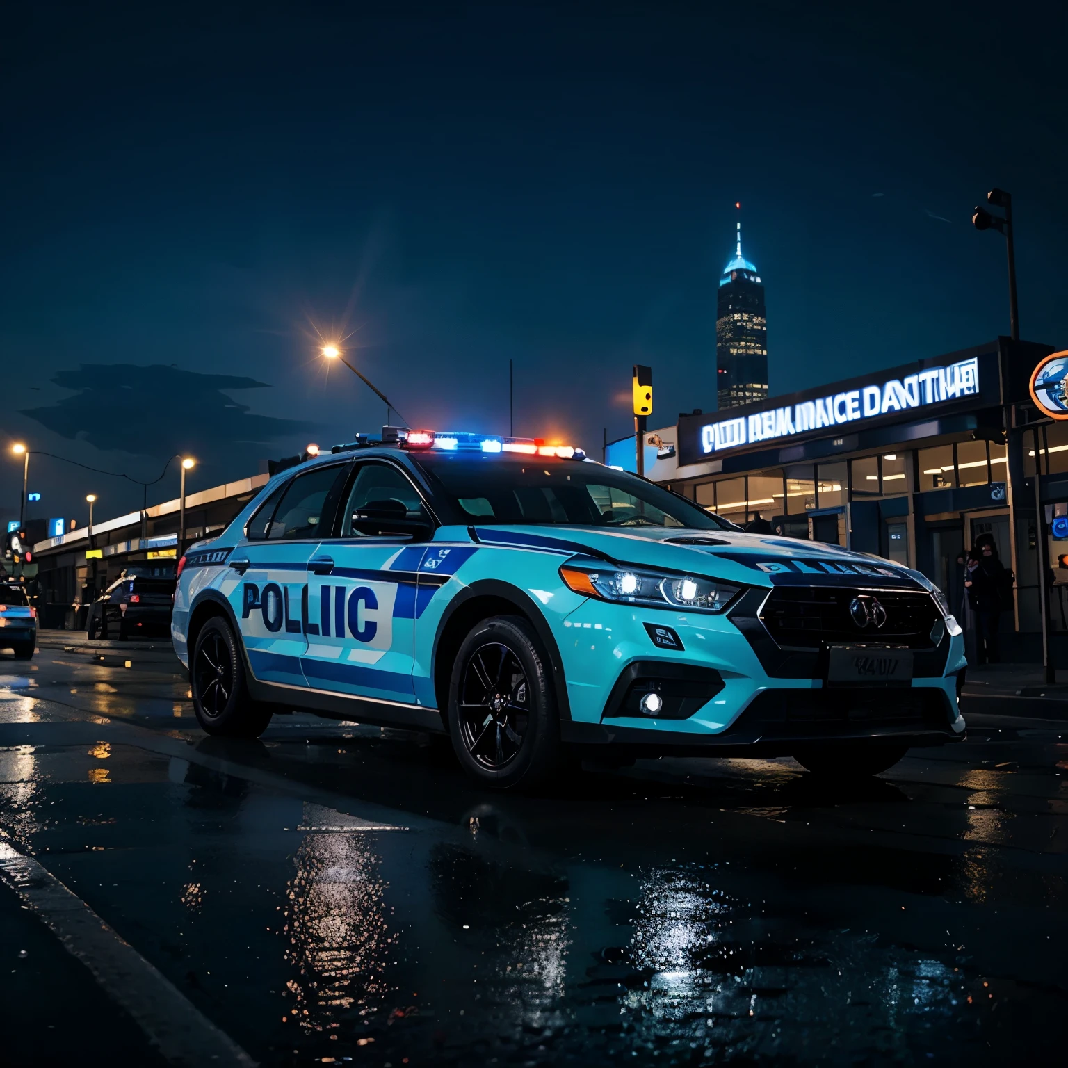 Police Car left in night city