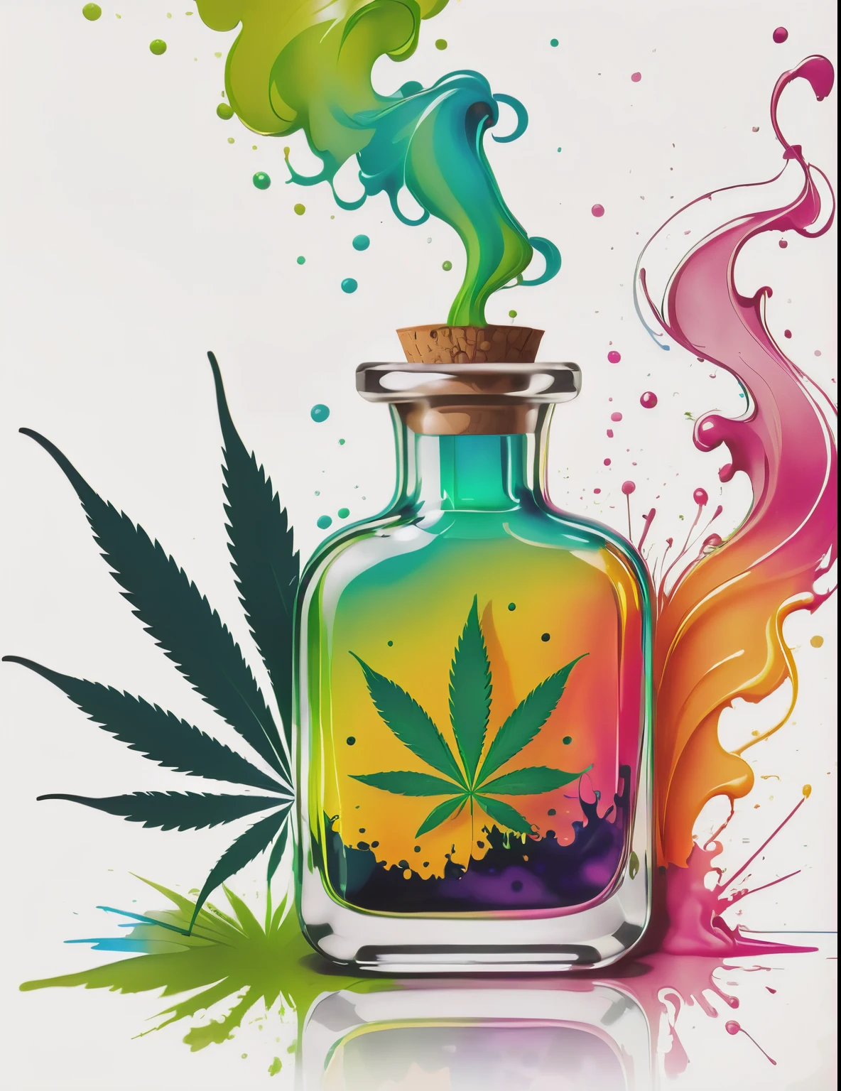 a magical perfume bottle, filled with marijuana goo  Colorsplash