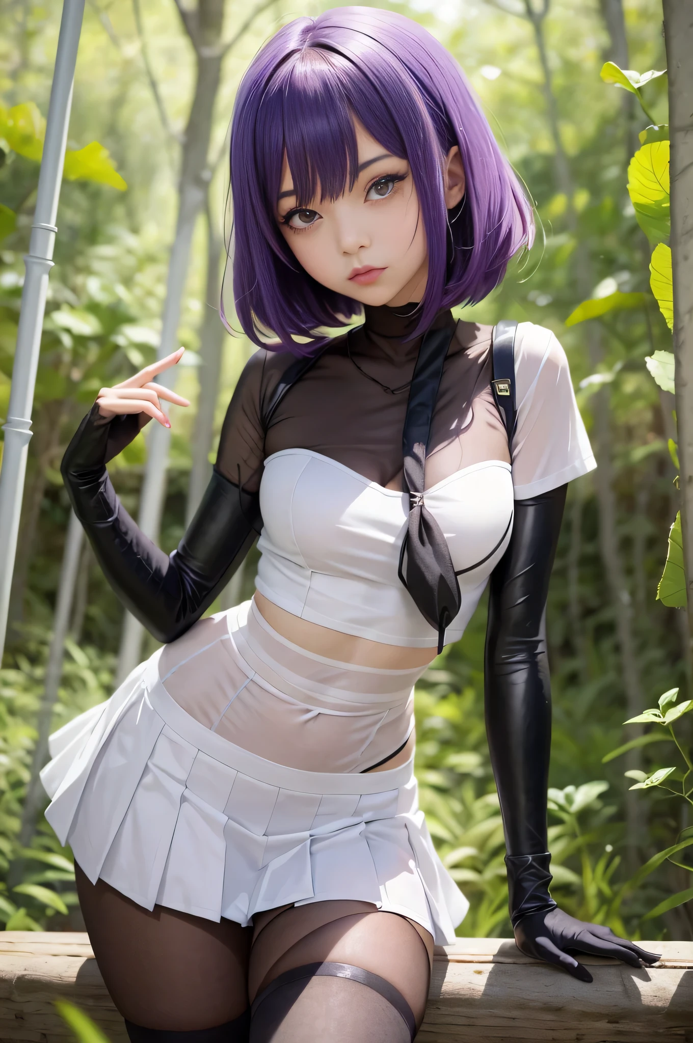 anime girl with purple hair and a white shirt posing in a forest, seductive anime girl, attractive anime girl, beautiful anime girl, anime girl, young anime girl, an anime girl, ilya kuvshinov landscape, pretty anime girl, ilya kuvshinov. 4 k, (anime girl), anime girls, cute anime girl, beautiful anime woman