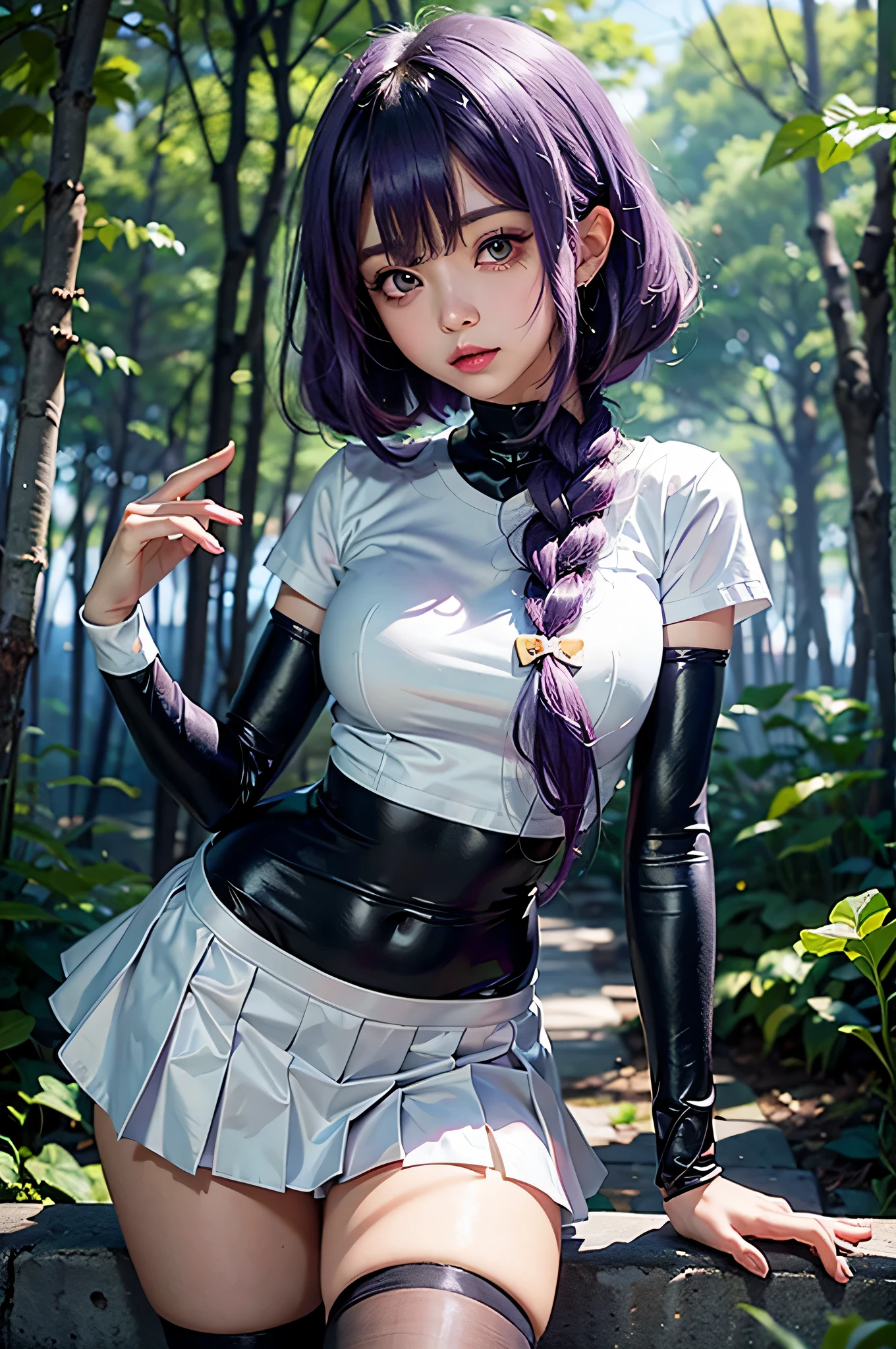 anime girl with purple hair and a white shirt posing in a forest, seductive anime girl, attractive anime girl, beautiful anime girl, anime girl, young anime girl, an anime girl, ilya kuvshinov landscape, pretty anime girl, ilya kuvshinov. 4 k, (anime girl), anime girls, cute anime girl, beautiful anime woman