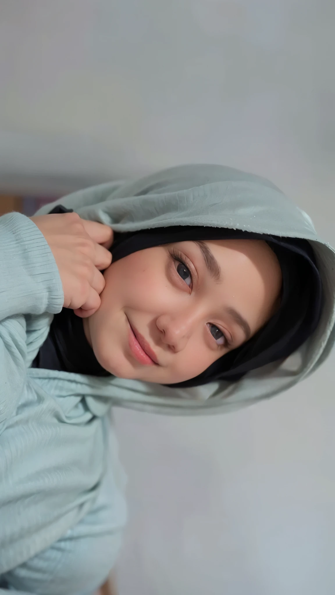 masterpiece, (ultra-high-definition portrait, vignet:1.4), Realistic, extremely detailed, CG unified, 8k, Clean lines, highly detailed, High-definition, raw color photos, she is smiling, Realistic portrait, Cinematic Light, Beautiful detailed, (1hijabgirl, indonesian:1.5), (165cm tall, big breasts with very very tight clothes:1.5), Beautiful big breasts, breasts details, very tight, (Biggorgeous breast, Horny smile with Horny look:1.5), (Horny face, Big Breast:1.4), Close up of a girl in Beautiful clothes with errcted nipple, biggorgeous breast, Soft smile, scarf, (Beautiful Tight Clothing with curvaceous body:2), pose 4 of 1 6, Undress, No bra, (nipples that are clearly sticking out detail:1.2), Outdoors, high intricate detailed.