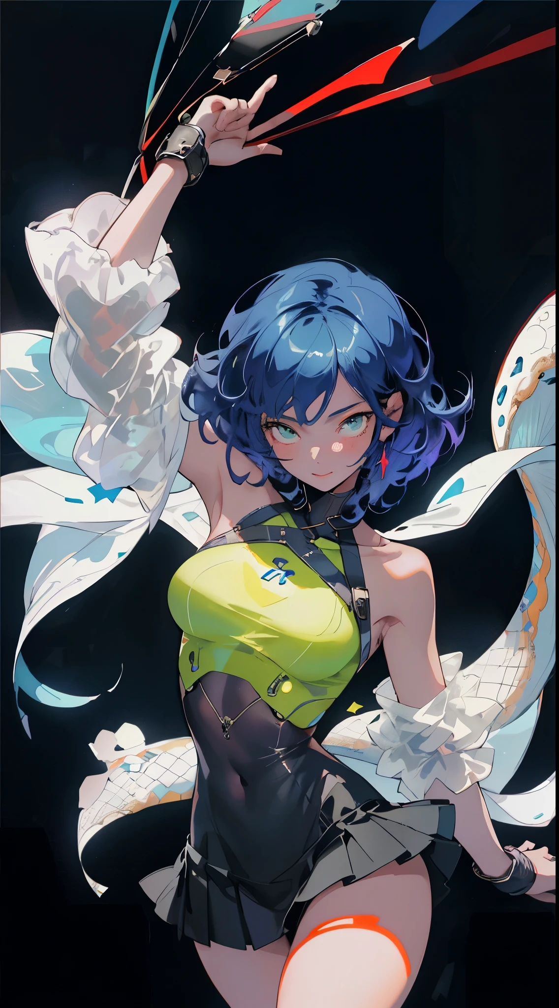 earth-chan, short sleeves, pantyhose, playboy bunny, bare shoulders, cowboy shot, highly detailed, HD, 4K, masterpiece