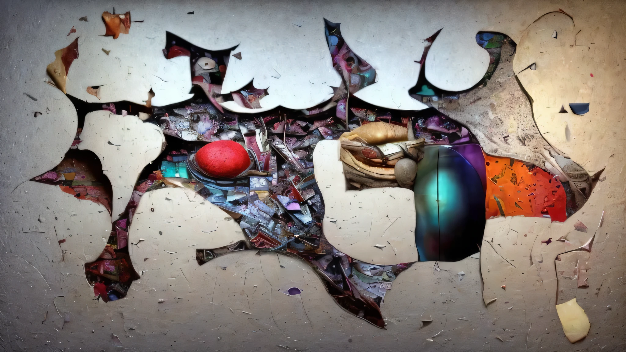 Hyper-realistic amalgam of images from great modern painters with other surreal torn images, parts of bodies are replaced by cubist art effects, all the sensitive parts of the bodies are blurred by the movement, Da Da style, Bauhaus style Super-detailed, Studio Quality, 48k / HD, Normal Contrast, hyper Realistic Shadows, octane Rendering, Sharp Focus
