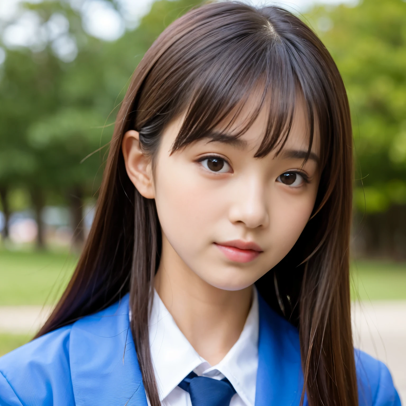 Best-quality, Masterpiece, Ultra-High-Resolution, (Photorealistic:1.4), Raw-Photo, 1girl, the most famous Japanese idol, enjoy Japanese-high-school-Graduation-ceremony, wearing Japanese-high-school-uniform, extremely cute face like the most popular Japanese idol, extremely beautiful big-eyes, extremely beautiful hair, extremely beautiful skins, extremely beautiful long-eyelashes, extremely beautiful lips, looking at viewer