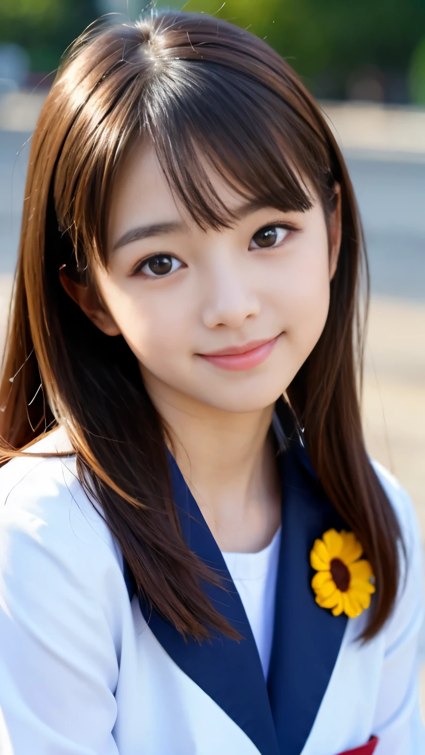 Best-quality, Masterpiece, Ultra-High-Resolution, (Photorealistic:1.4), Raw-Photo, 1girl, the most famous Japanese idol, enjoy Japanese-high-school-Graduation-ceremony, wearing Japanese-high-school-uniform, (extremely cute face like the most popular Japanese idol, (extremely beautiful big-eyes)), extremely beautiful hair, extremely beautiful skins, extremely beautiful long-eyelashes, extremely beautiful lips, innocent-smile, looking at viewer, dynamic-pose