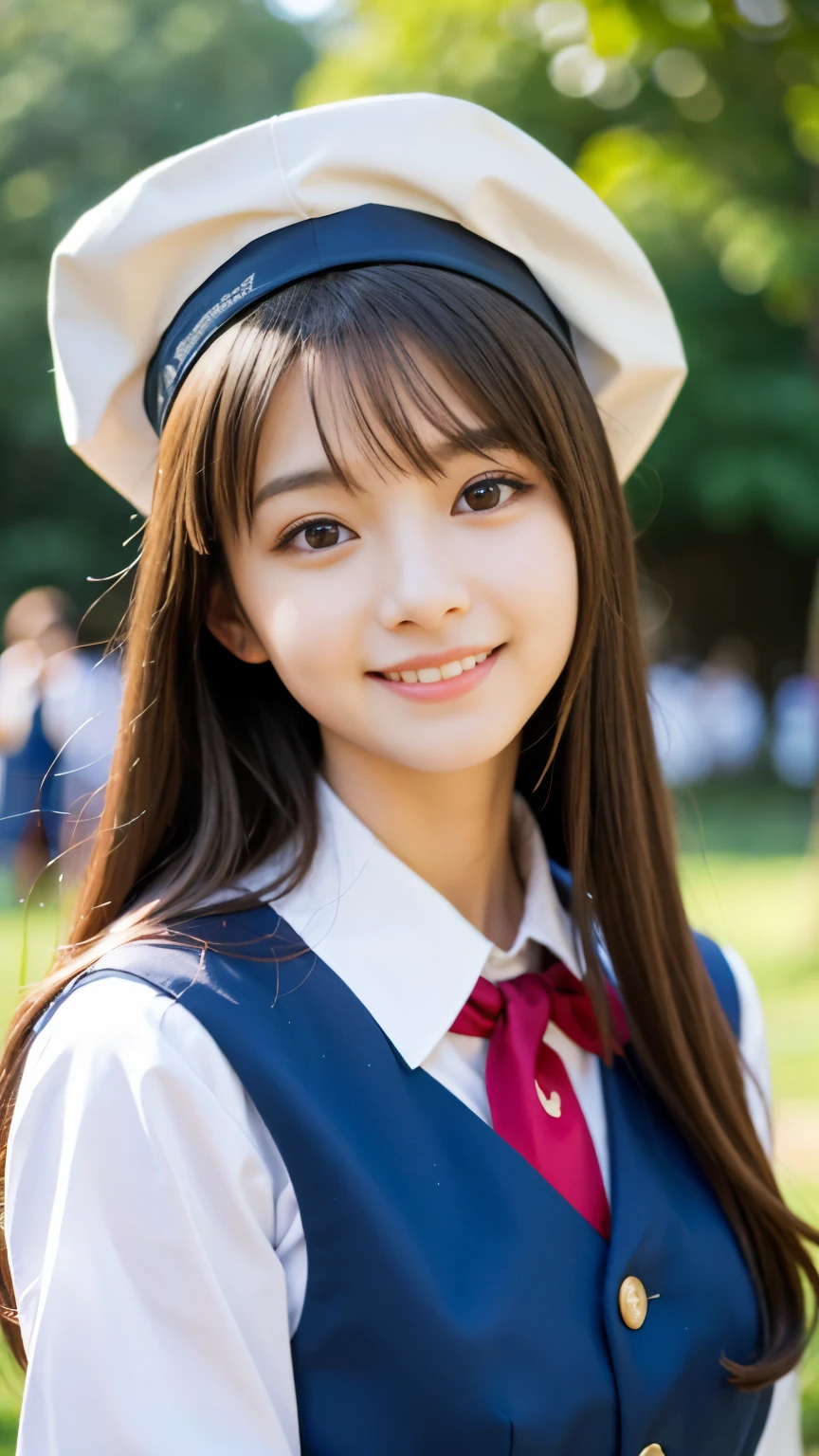 Best-quality, Masterpiece, Ultra-High-Resolution, (Photorealistic:1.4), Raw-Photo, 1girl, the most famous Japanese idol, enjoy Japanese-high-school-Graduation-ceremony, wearing Japanese-high-school-uniform, (extremely cute face like the most popular Japanese idol, (extremely beautiful big-eyes)), extremely beautiful hair, extremely beautiful skins, extremely beautiful long-eyelashes, extremely beautiful lips, innocent-smile, looking at viewer, dynamic-pose