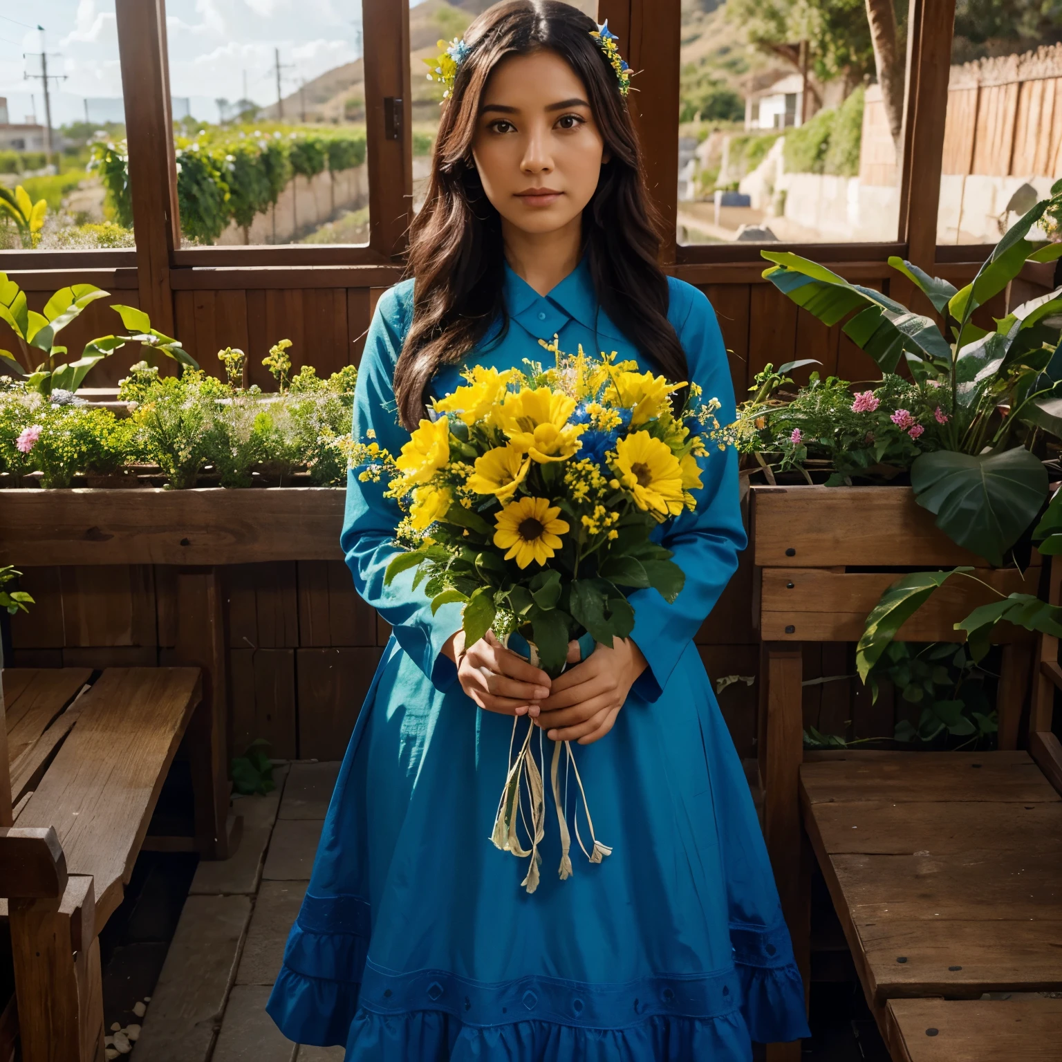Ramo de flores, stardew valley, flores rosas, flores azules, flores amarillas, green leaf decoration, ramo grande