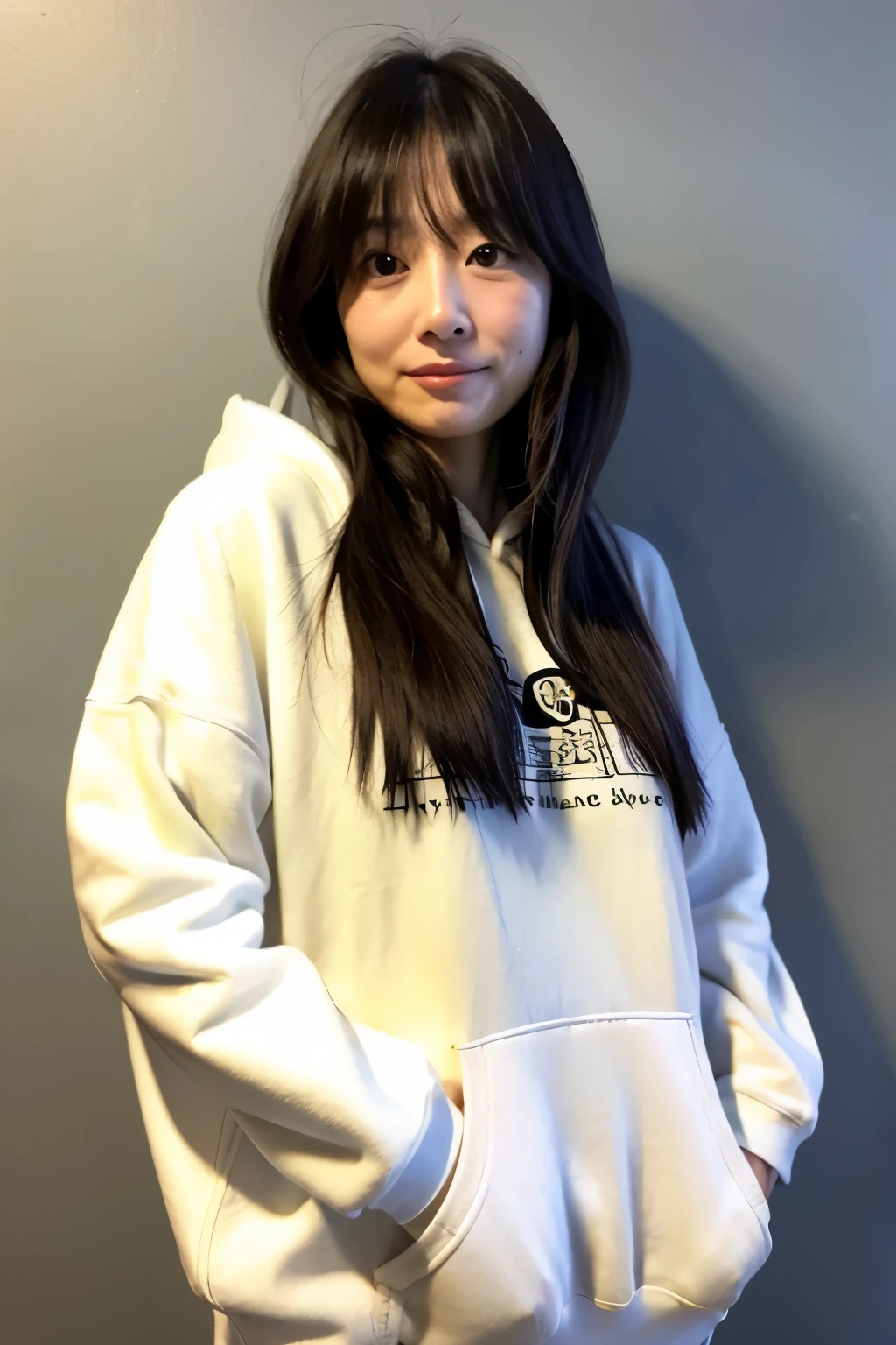 Japanese Married woman 45 years old long hair hoodie