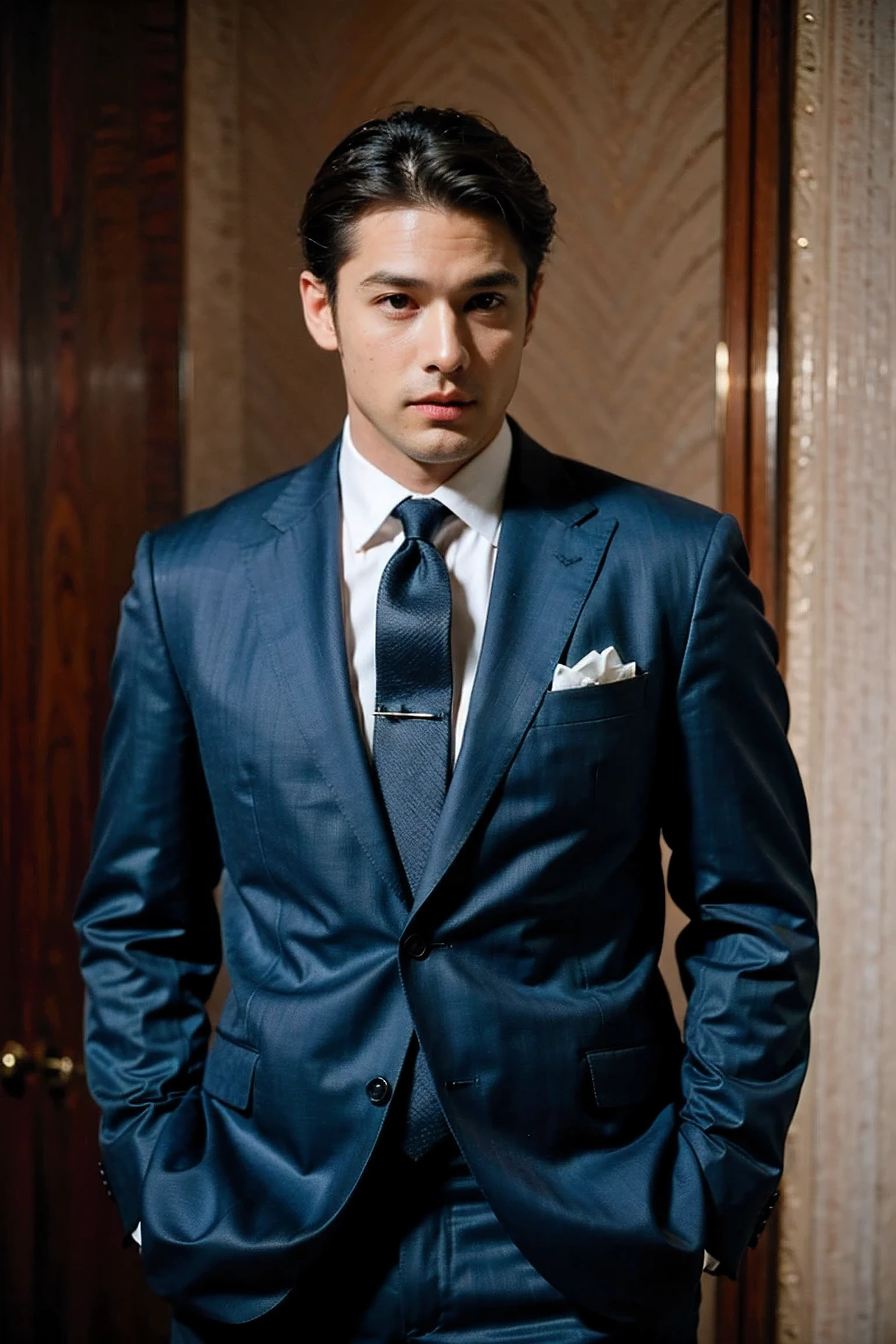 Realistic photography, handsome man ,elegant suit