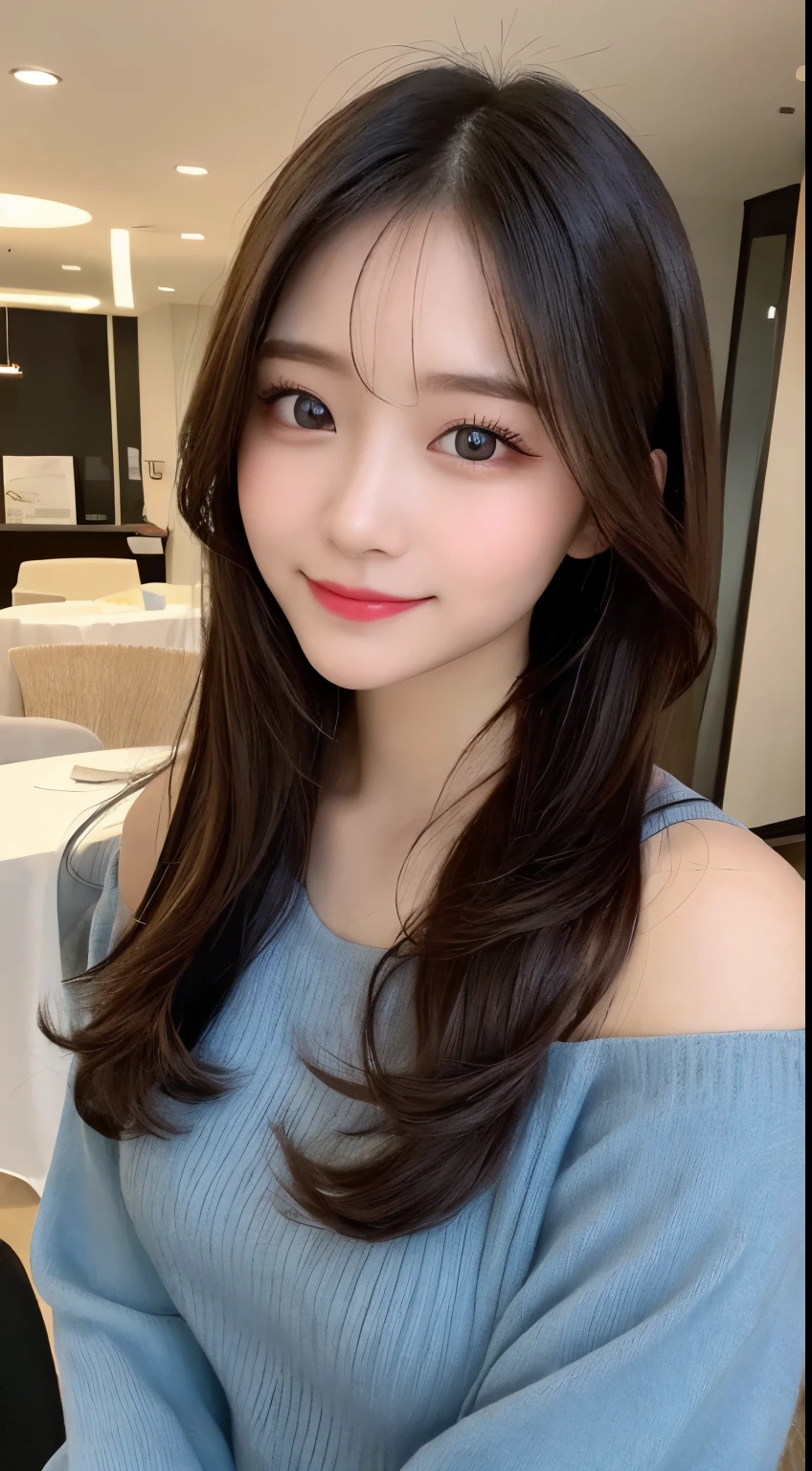 table top, highest quality, shape, Super detailed, finely, High resolution, 8k wallpaper, 完璧なダイナミックな構shape, beautiful and detailed eyes,straight hair,natural color lip, bold sexy pose,smile、20 year old girl、cute、looking at the camera,Always blur the background,perfect and beautiful face,Take only the face,Beautiful and dense face、slim face and style,Big eyes、Do gal makeup,small face,gorgeous spring outfit