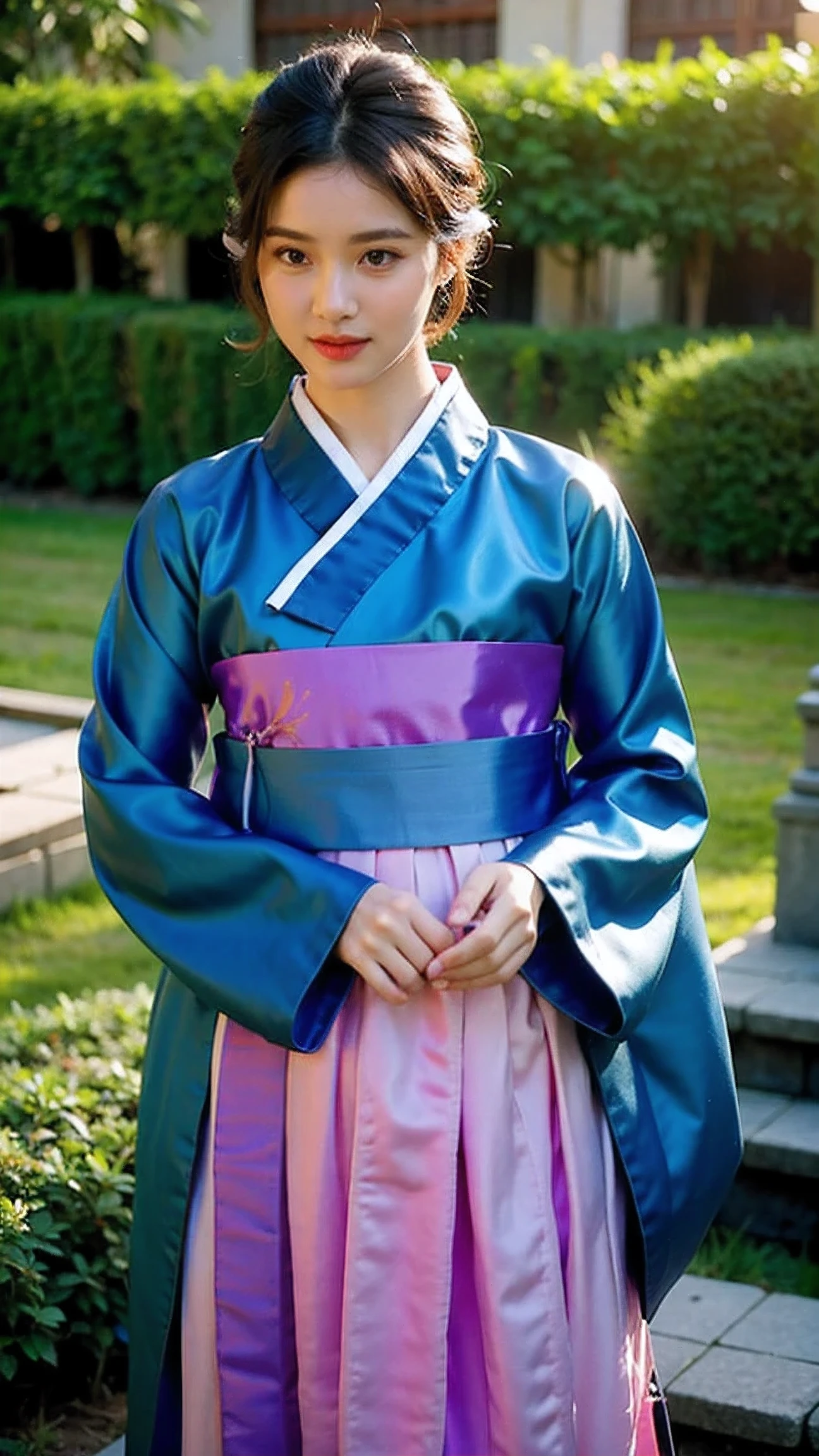 Realistic photography, Beautiful woman with short hair ,Hanbok