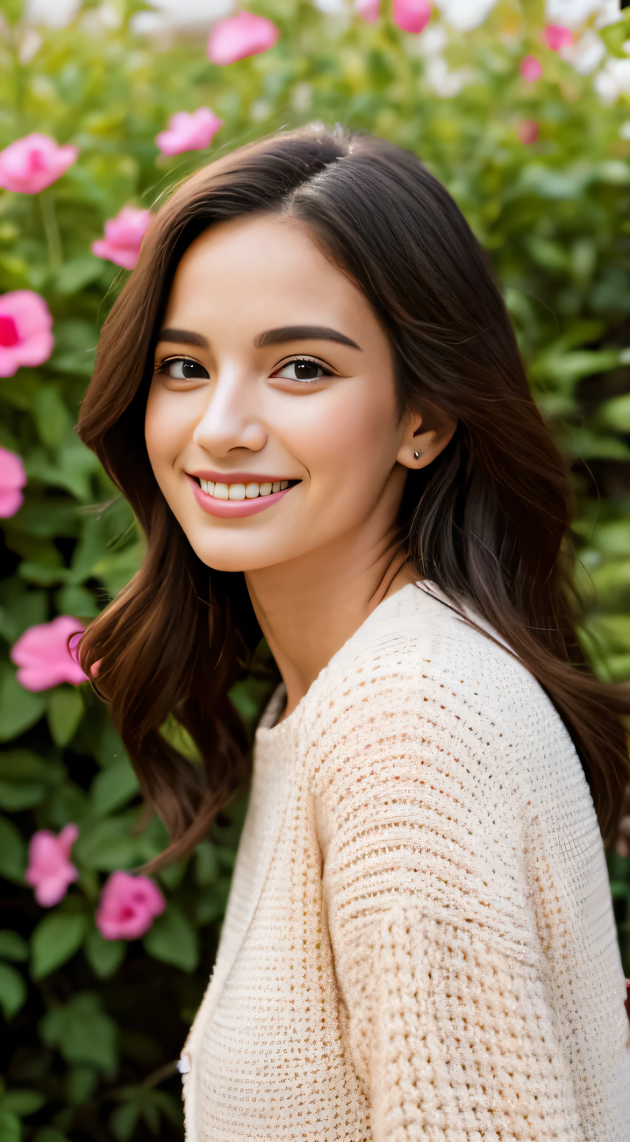 (pixarstyle: 1.25) portrait of a , Natalie Portman, smiles, waist length with flower basket overgrown with poppy flower, natural skin texture, 4k textures, hdr, complex, highly detailed, sharp focus, cinematic look, hyper-detailed