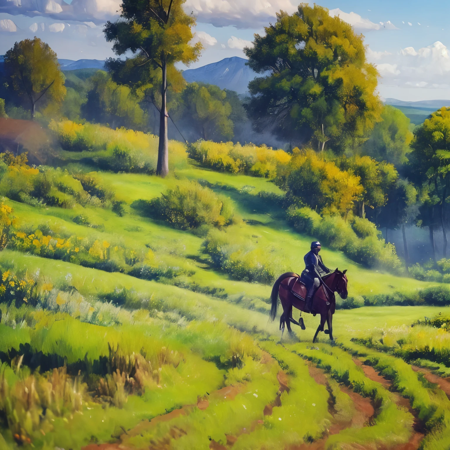 Knight on a horse in field