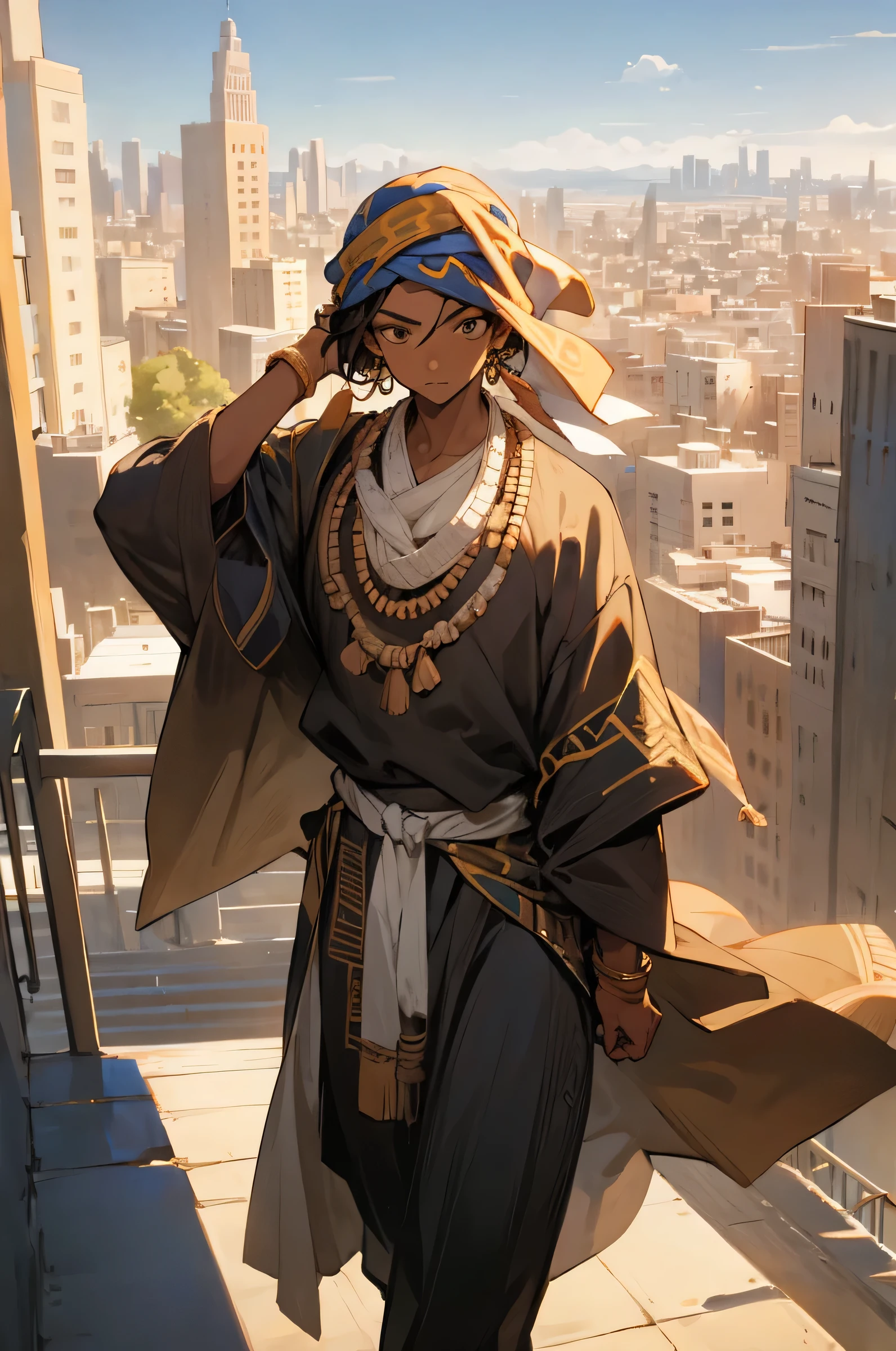-yeld bon Egypt boy male without brown skin clothes marked abdomen looking at the viewer straight hair black smiling cute laughter