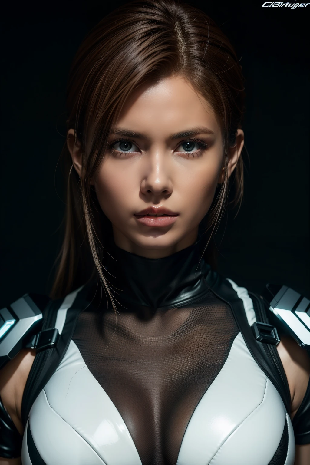 (cybersoldier style aesthetic), bust to waist, (half body), (beauty shape), sensual look, determined, powerful pose, perfect skin, hyperrealistic masterpiece, in extremely complex & superdetailed black and white seamless plugsuit, cinematic illumination, 8k, symmetrical eyes, realistic, sharp focus, HD, highly detailed, intricate details, photography, studio portrait, detailed, cinematic lighting, determined:1,2, brave