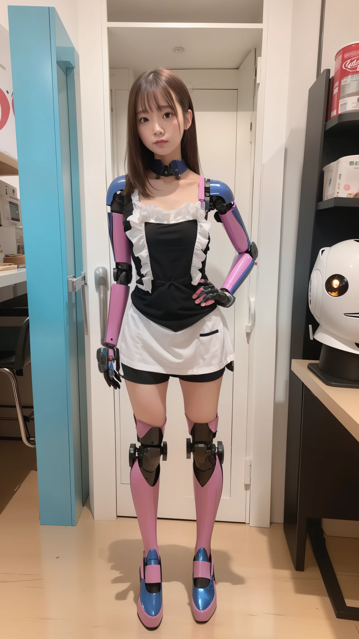 White maid clothes, robot