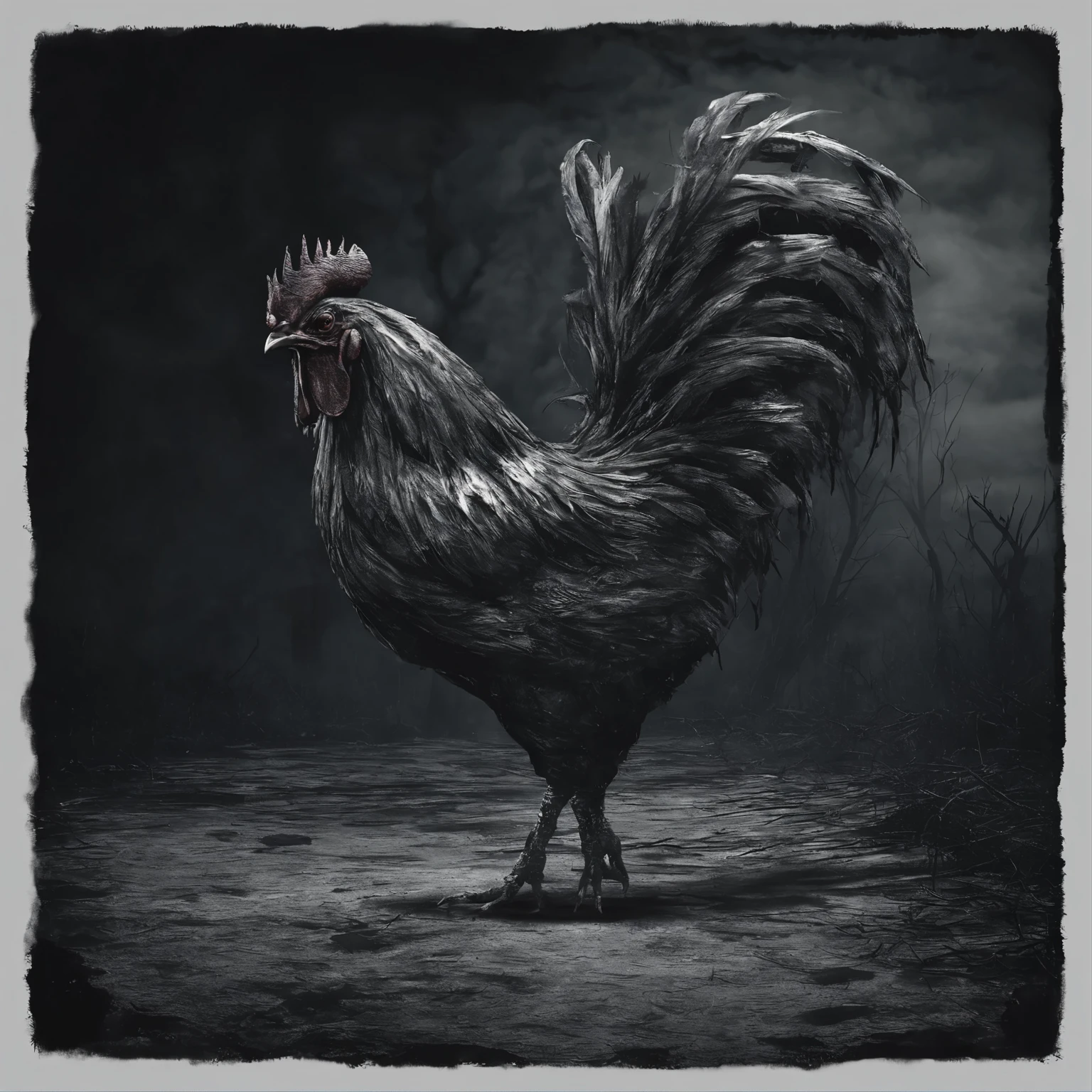 make some 4K scary evil rooster