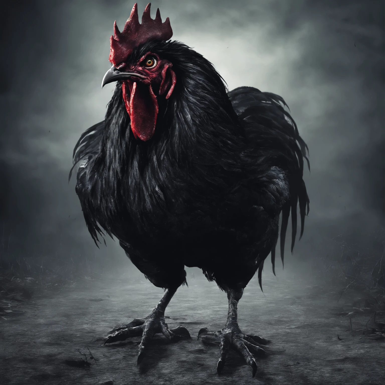 make some 4K scary evil rooster