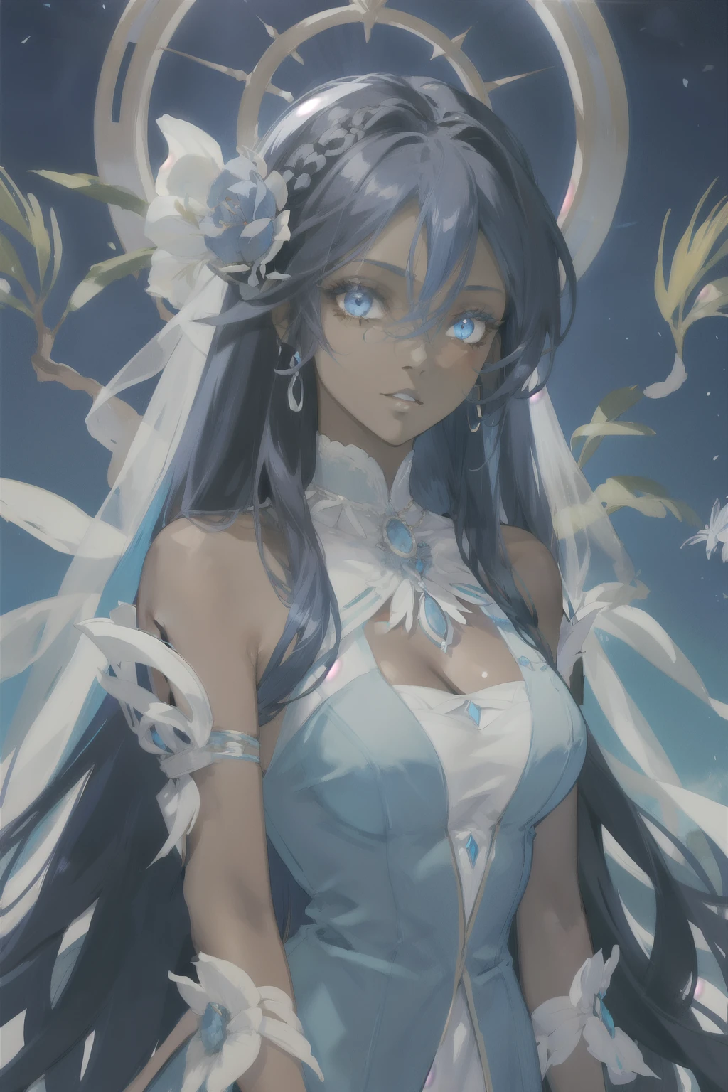 A beautiful woman with dark skin and straight hair between 25 and 30 years old with nice breasts and blue eyes, caderas anchas y sintura extrecha