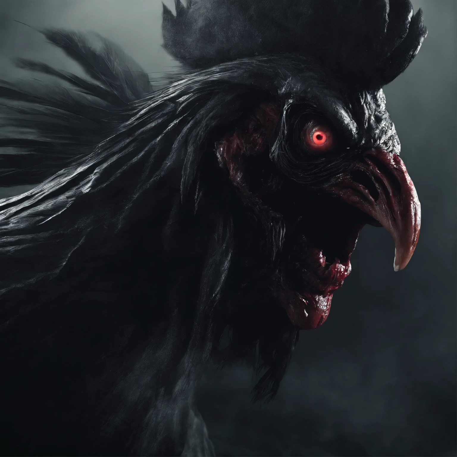 make some 4K scary evil rooster monster, zombie