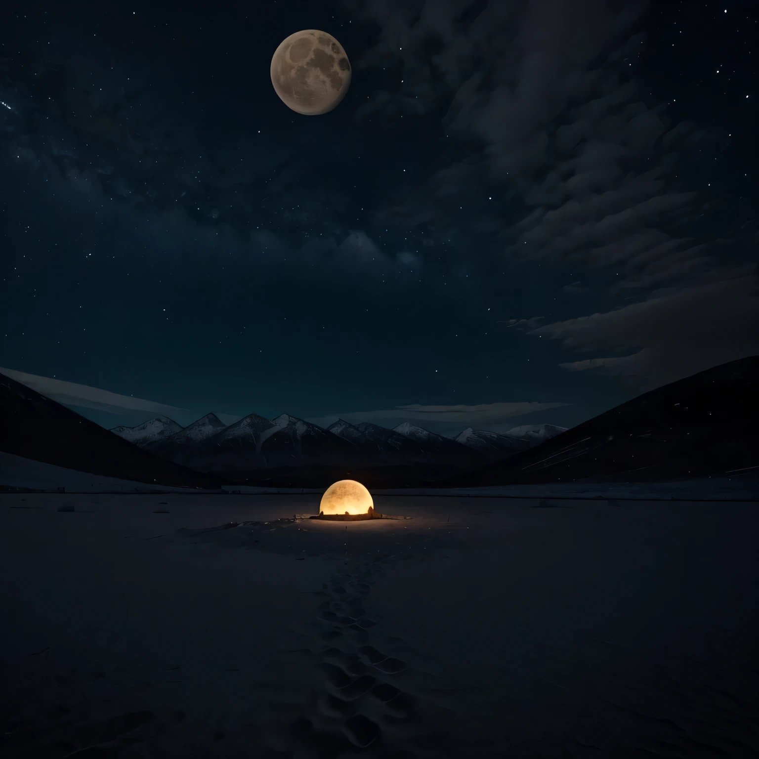 bare mountain,dark athmosphere,moon,deserted,scary,triangle,