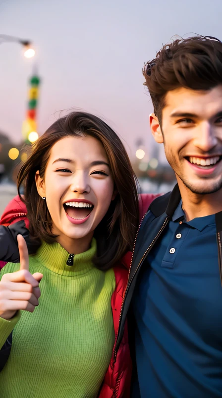 Male and female, Happy, celebrate