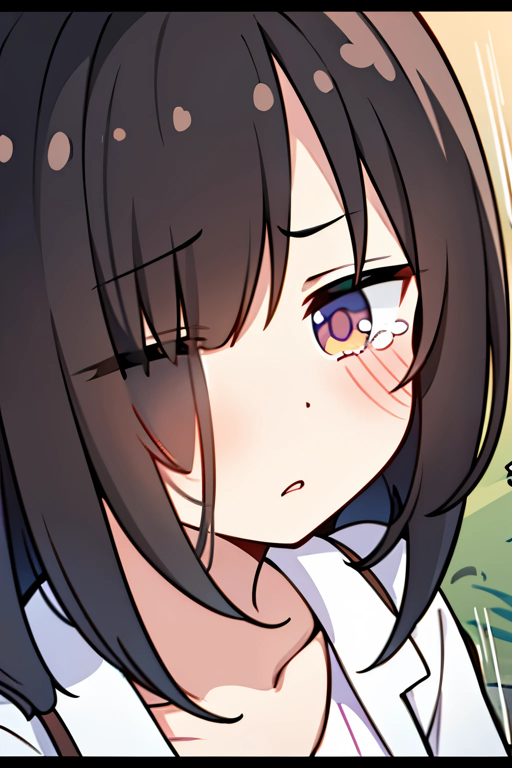 [1girl, Senju Muramasa, eromanga sensei], beautiful detailed eyes, purple eyes,(tareme), (half-closed eyes), (opened mouth), nsfw, curvy, Slender, (close-up mouth), Highest quality, Super detailed, masterpiece, Ultra-high resolution, 8k, Embarrassing, blush, Lovely, Close one eye, (With tears in her eyes and her mouth open), Sticky saliva