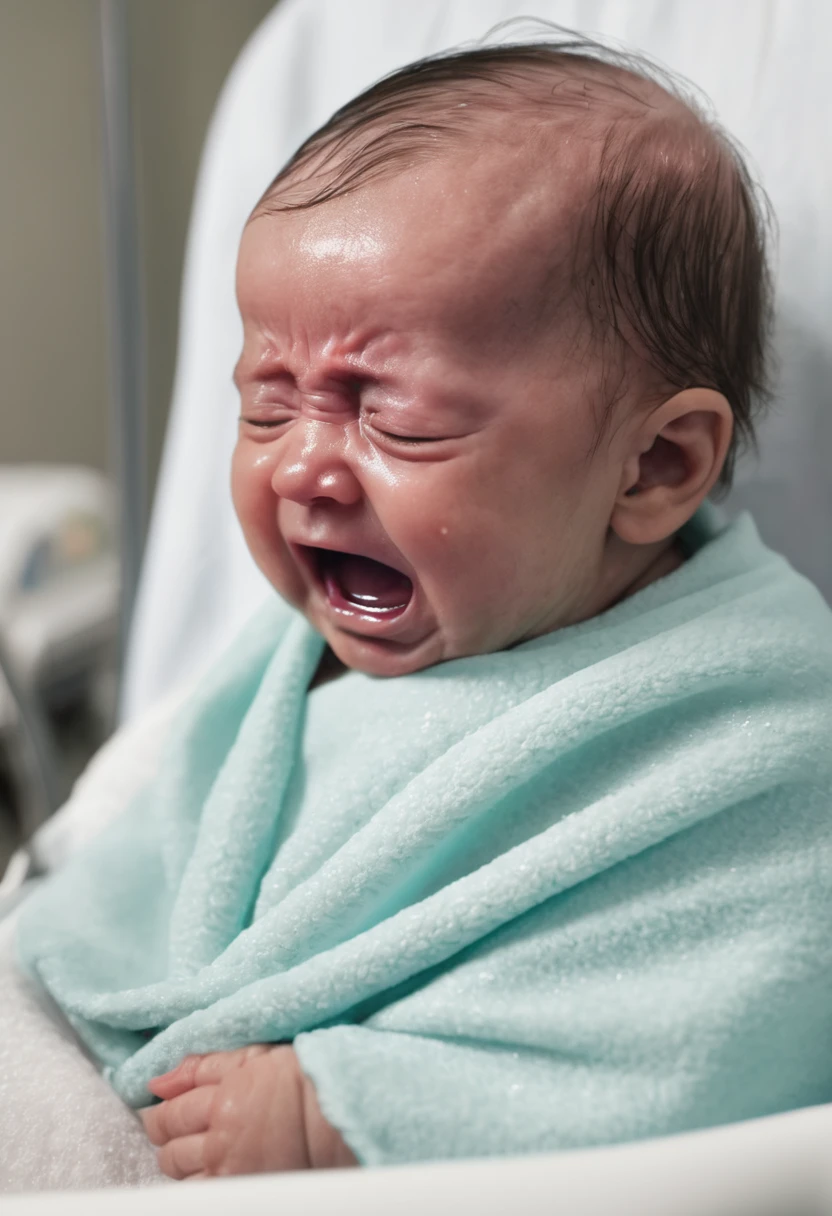 First  crying at the hospital