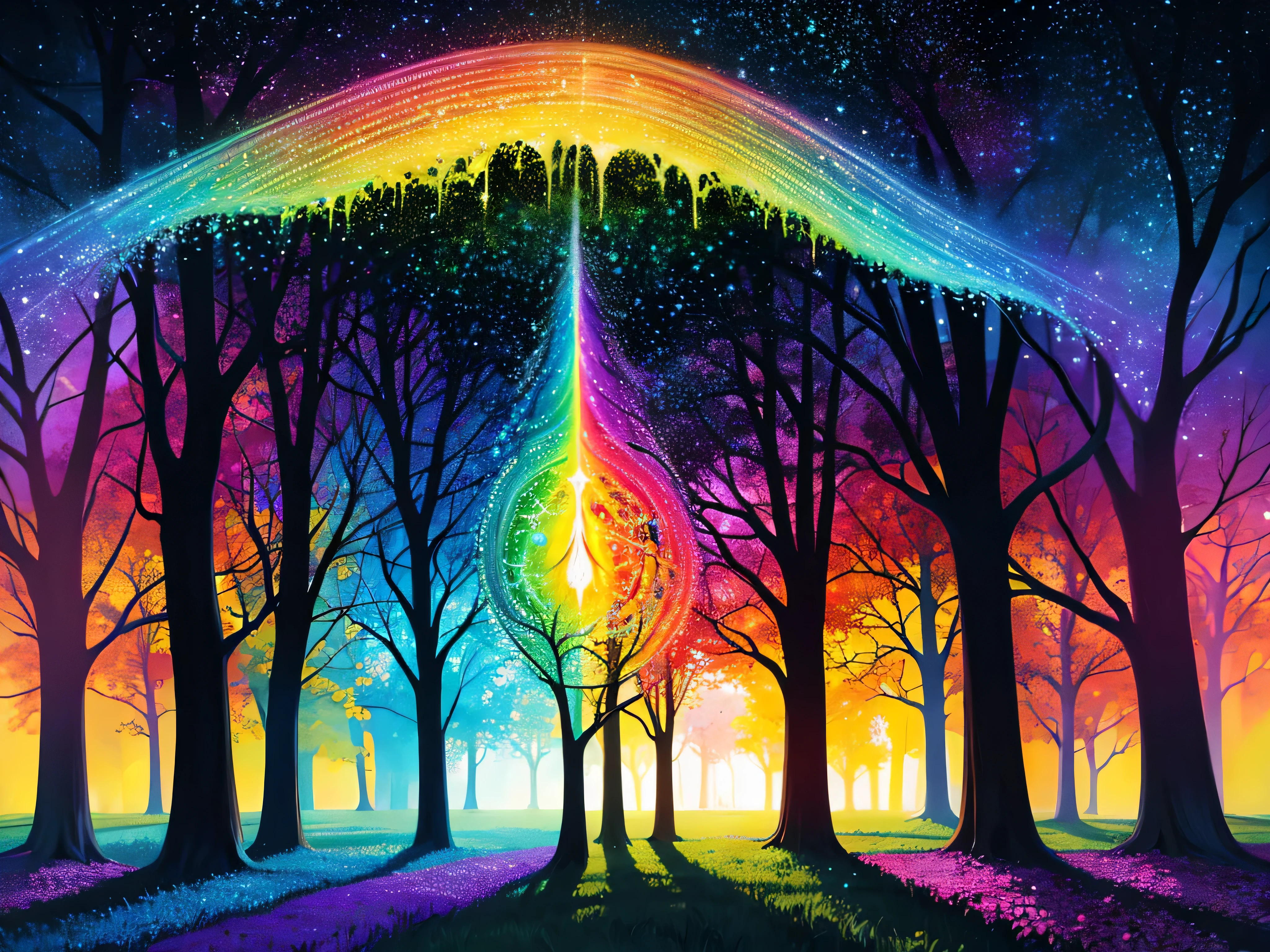 a painting of a tree with a rainbow colored tree on it, magical tree, the tree of life, tree of life, tree of life brains, beautiful art, colorful trees, cosmic tree of life, fantasy tree, tree of life seed of doubt, colourful artwork, magic tree, puzzle art, artistic painting, cosmic tree, colorful otherworldly trees, beautiful artwork