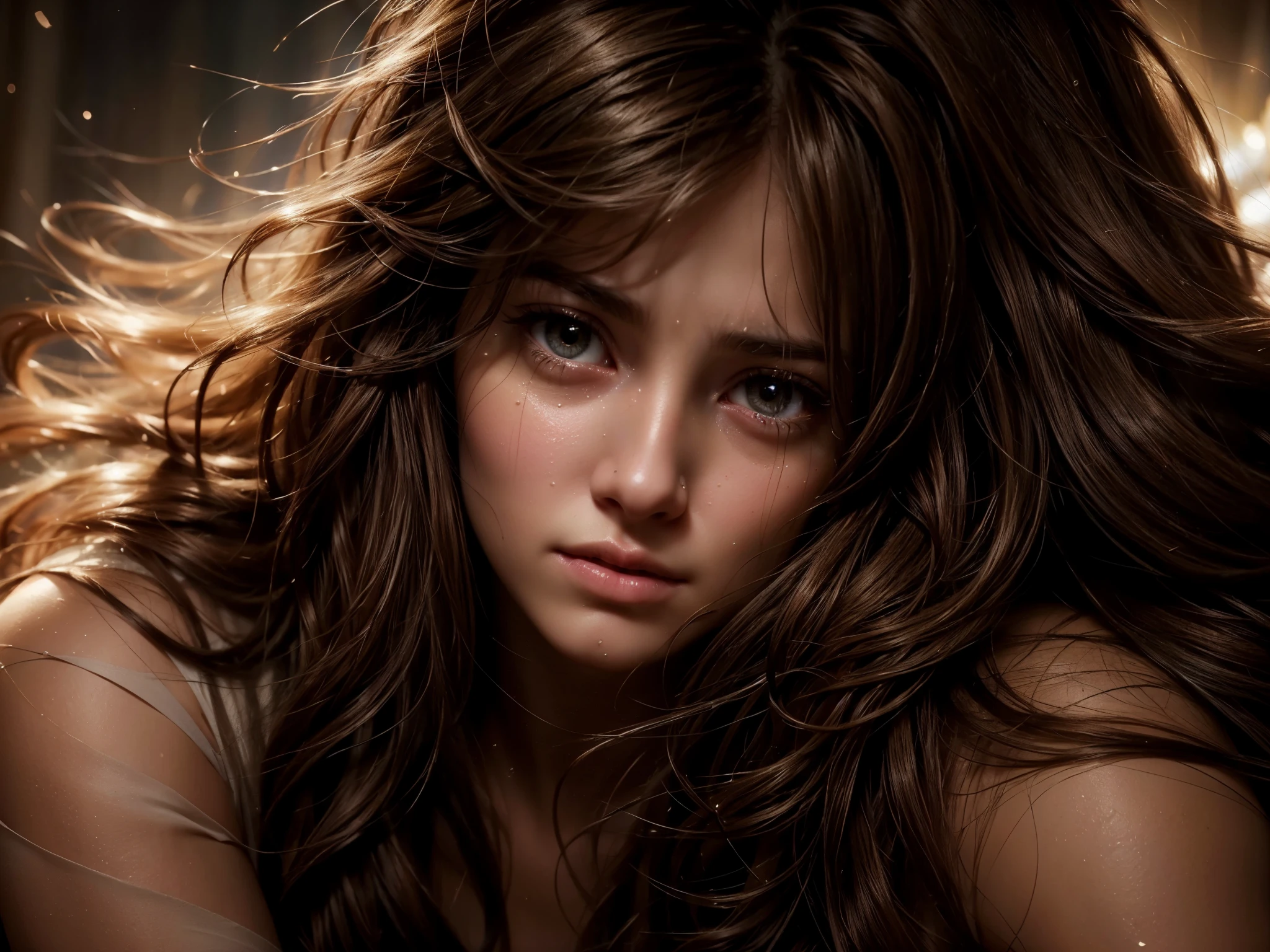 (best quality,4k,8k,highres,masterpiece:1.2),ultra-detailed,(realistic,photorealistic,photo-realistic:1.37),cry,emotion,intense,pain,hurt,sadness,girl,crying (emotion:1.1),(sadness:1.2),(pain:1.1),(hurt:1.1),(intense:1.15),big tears,face hidden (hidden:0.9),teardrops (tears:0.9),knees,embrace (embrace:1.1),hug,hands (hand:1.1),long hair (hair:1.1),(long hair:1.1),disheveled hair (hair:0.9),(disheveled:0.9),curled up (curled:1.1),(huddled up:1.1),dark room,soft lighting,subtle shadows,emotional depth,heartbreaking moment,heavy atmosphere,realistic proportions,close-up,facial expression,streaks of tears,fragile posture,eye-catching details,distressed,real emotions,delicate features,soft and gentle coloring,subtle color palette.