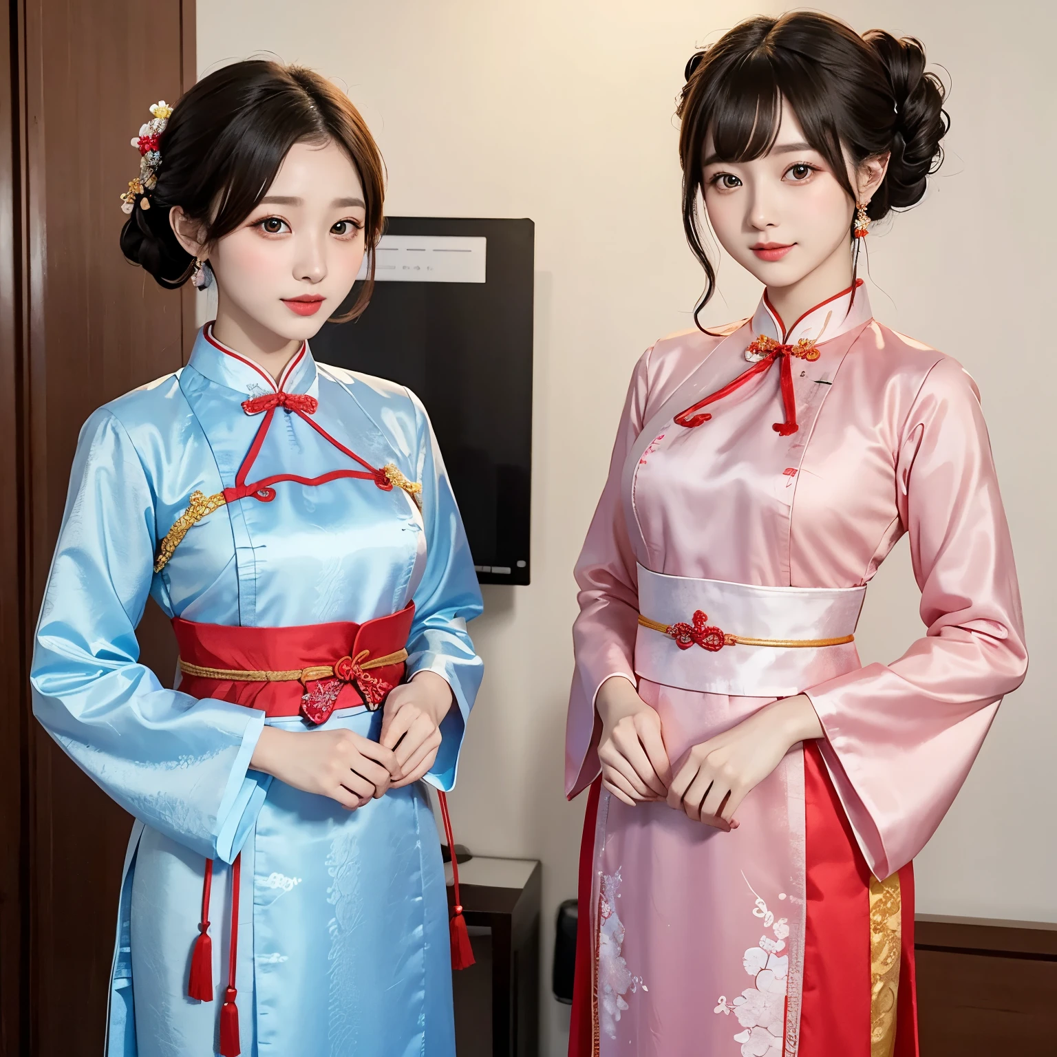 Korean chinese dress hanbok and qipao how it would look if we fused it beautiful and young woman meeting Korean standards