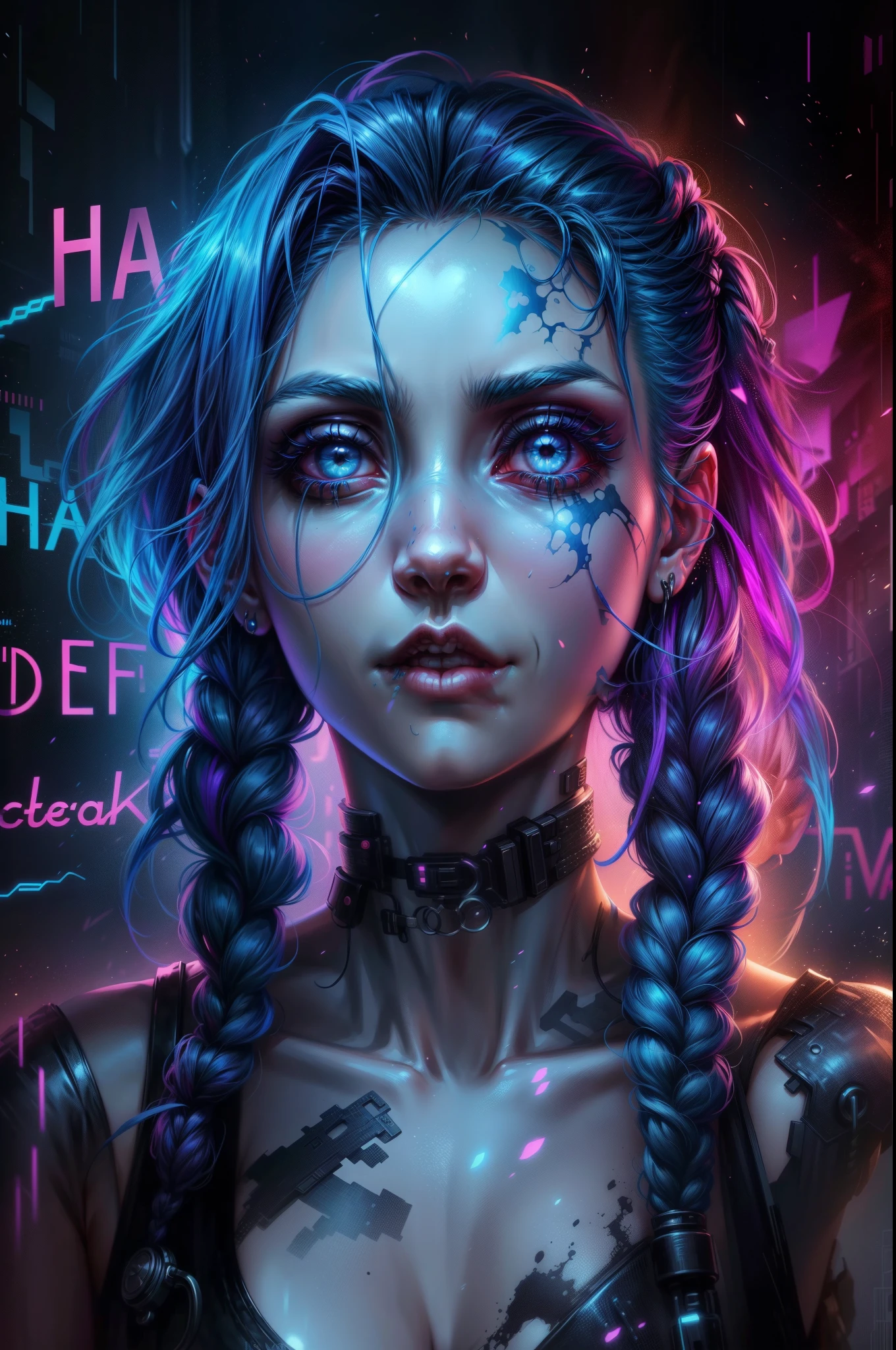 there is a digital painting of a woman with blue hair, cyberpunk art style, 4k detailed digital art, 4k highly detailed digital art, cyberpunk artstyle, cyberpunk digital painting, digital cyberpunk anime art, digital artwork 4 k, cyberpunk themed art, 8k hd wallpaper digital art, digital art 4 k, digital art 4k, digital art style, stunning digital illustration