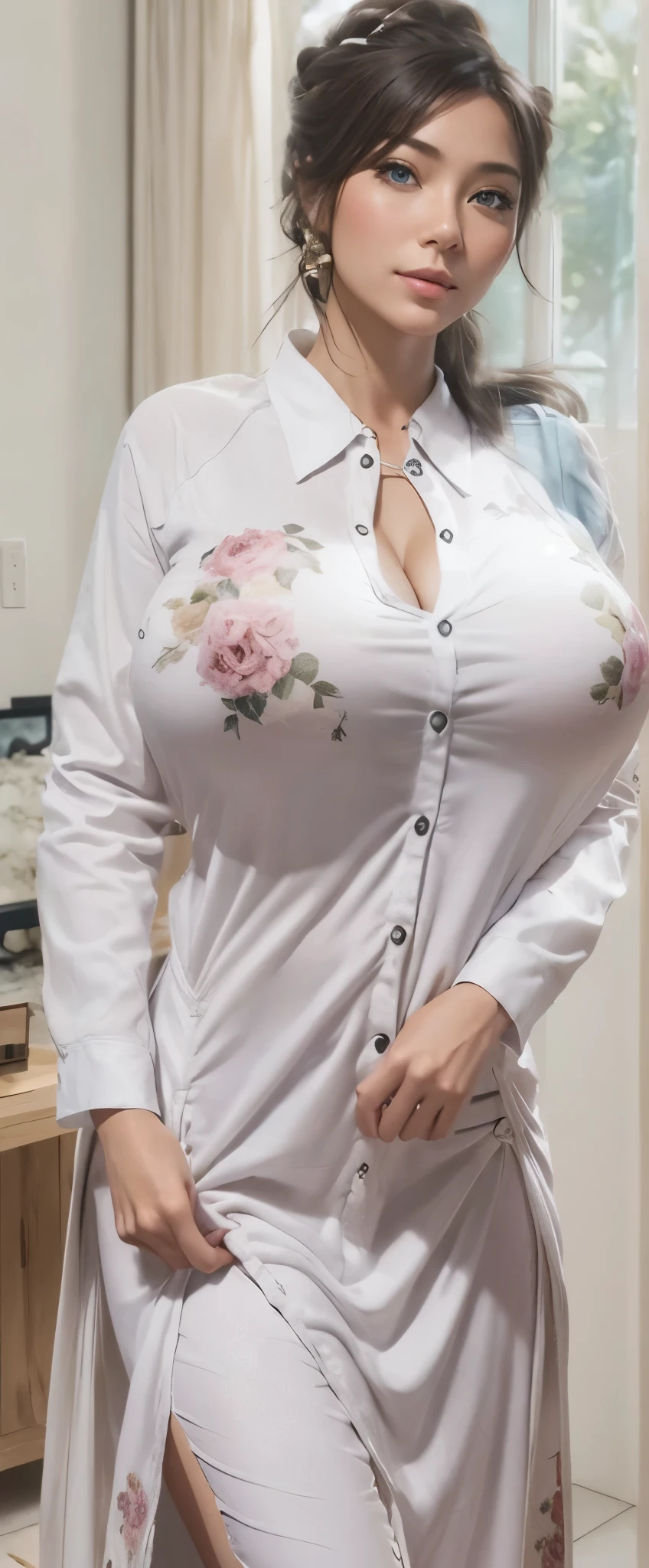 (Beauty feces(Female Cowgirl:1)portraitures:1.5)Wind-swept wilderness landscape(((​masterpiece)))、((top-quality))、A MILF、blue eyess、Western Costumes、Brown pants、8K、The ultra-detailliert、realisitic、landscapes、concept-art、exceptionally detailed RAW color photo、Side angle、(lensflare:0.7)、particle effect、Ray latching、Cinema Trick Writing、Shallow depth of field、Shot with Sony Alpha 1、50mm wide angle lens、Foconitide、Cinematic Film Still、 dynamicposes、、(realisitic:1.3)、a blond、Woman Western、Gun belt.large full breasts、gazing at viewer、超A high resolution、a smile、Brown Western Hat,Western Best.Emphasizes cleavage,Sit in a wood chair,