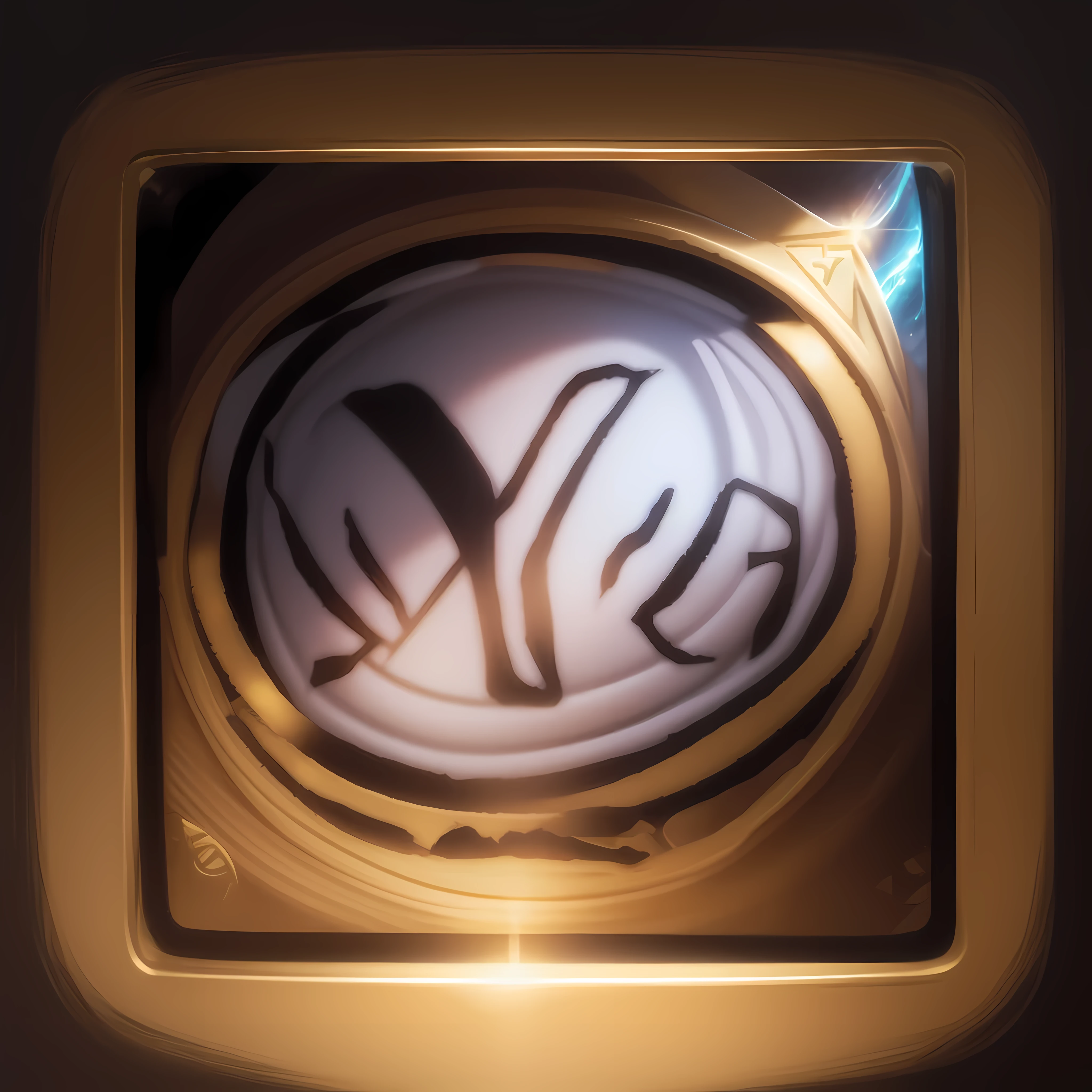 um close de um distintivo ouro e preto com um ay nele, ouro, character icon, Ymmétrico, Game Icon Feature, 3D icon for mobile game, erva, has ouro, ouro theme, yuan-you, Stylized game icon, muito estilizado, ouro brilhante, assessment: em geral, holding ouro, Deus'presente, world of warcraft spell icon