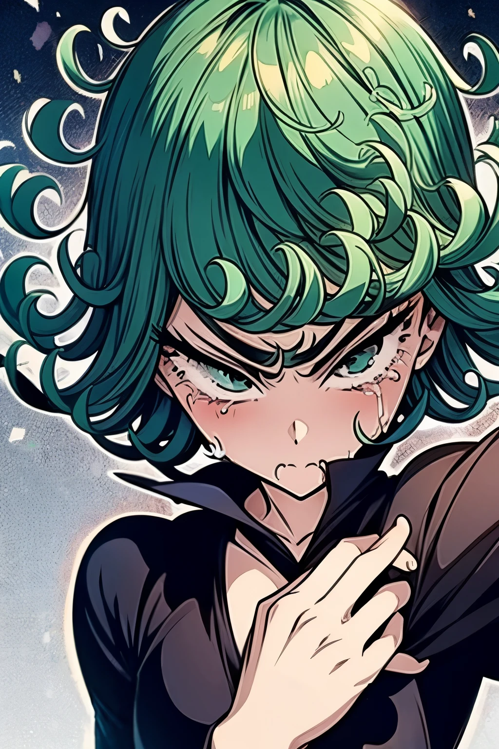 Tatsumaki - One Punch Man, bimbo features, cum face facial, body view