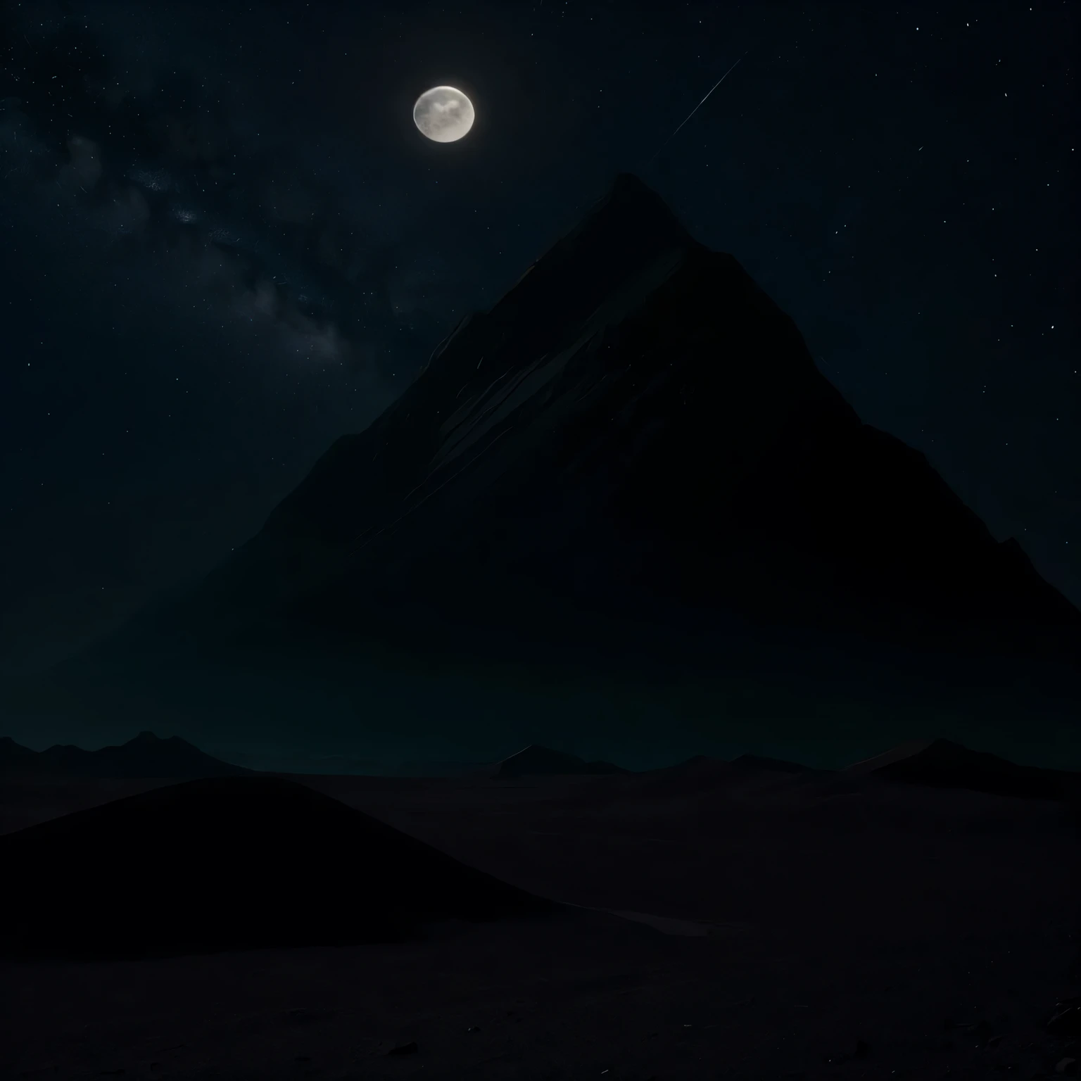 bare mountain,dark athmosphere,moon,deserted,scary,triangle,