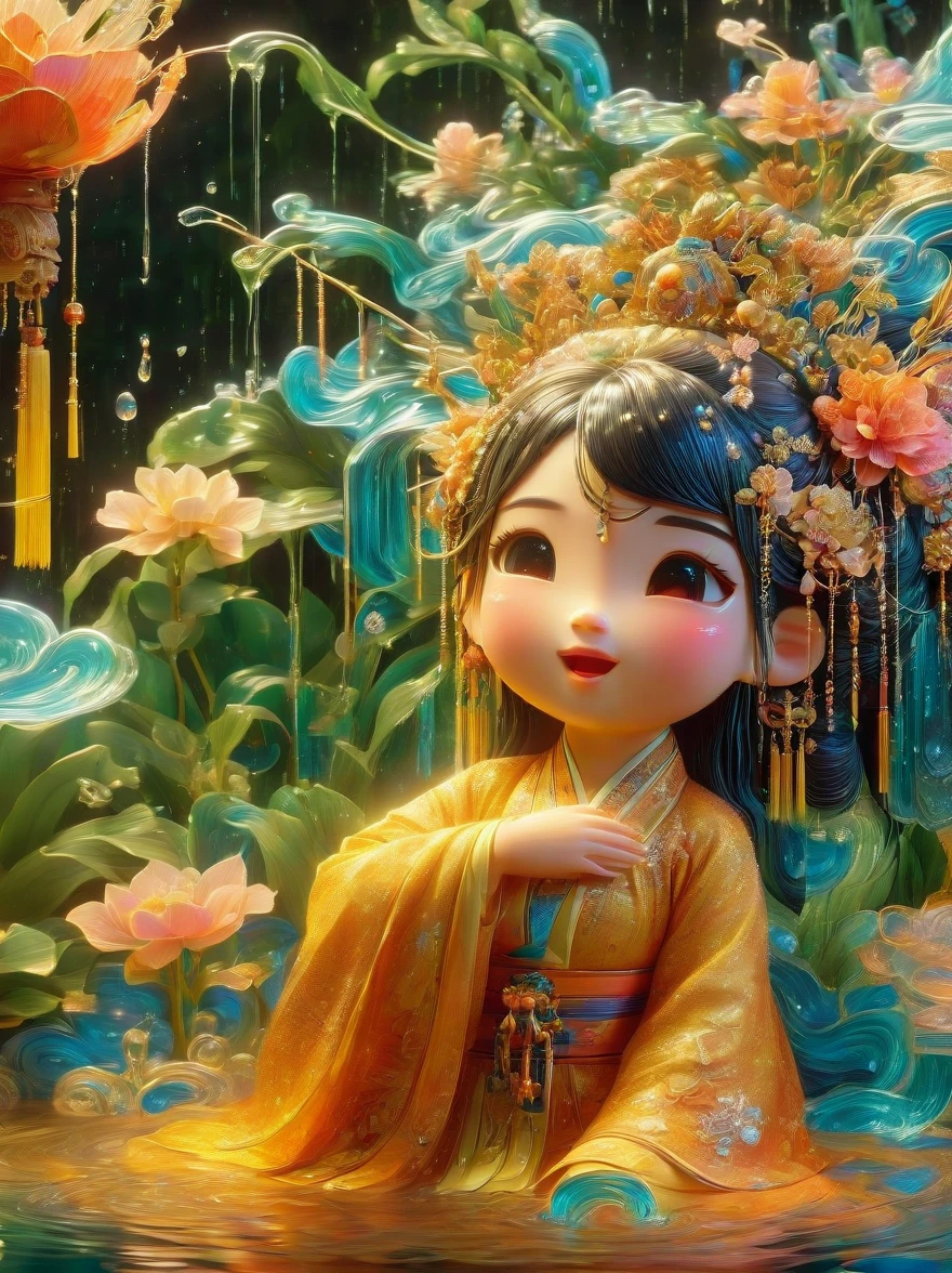 Depicts a scene of an ancient Chinese general and his beautiful concubine standing by a river，((Both of them had tears on their faces))，reflect a deep sadness。((The general put his sword on his neck))，Symbolizes moments of despair，The princess was crying beside him。这一令人心酸的场景以倾盆大雨为background，Emphasizing the extent of their tragedy and the emotional depth of their farewells。background、Both traditional Chinese costumes and emotional expressions should help vividly depict their tears streaming down their faces、heartbreaking moment。