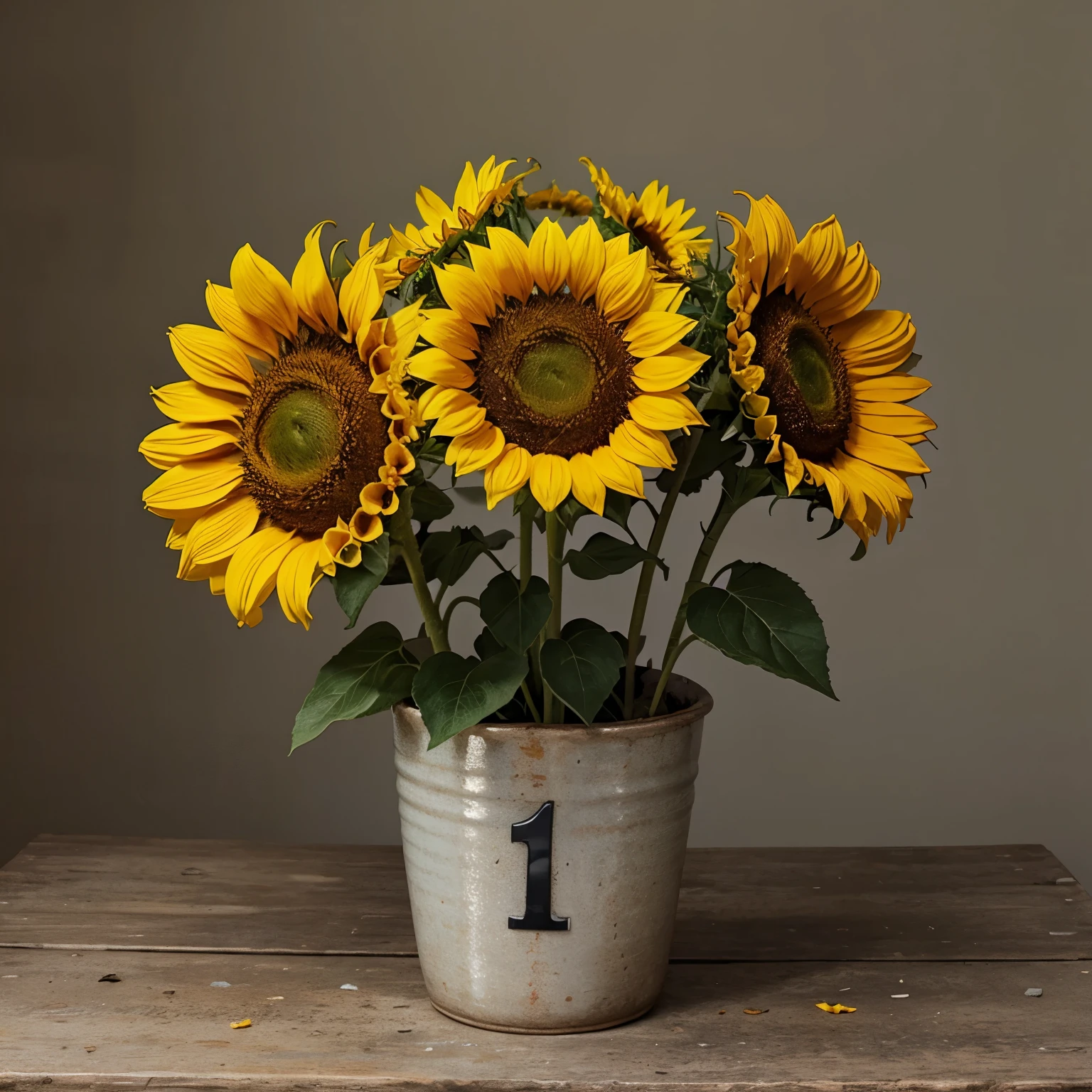 Sunflowers with number 1 without background