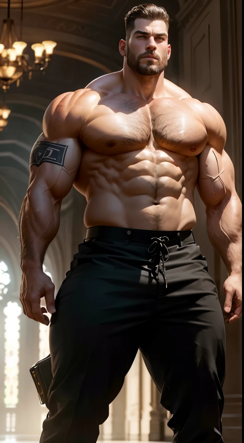 Gigantic figure in the academia, a realistic photo of a greatly muscled man.
As I walked through the hallowed halls of the academia, my gaze was drawn to a massive figure in the distance. The man was a veritable colossus, his towering frame casting long shadows across the marble floor. He stood out among the students and professors alike, an imposing presence that couldn't be ignored.
Upon closer inspection, I was struck by the realism of a photograph that hung on the wall near him. It was a snapshot of a man in peak physical condition, his muscles rippling and bulging with every sinew apparent. The image seemed almost too lifel